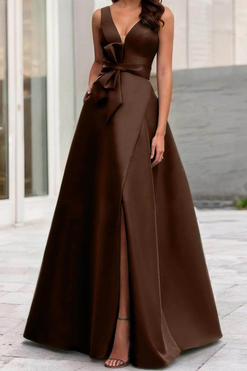 A Line V Neck Sleeveless Mother Of The Bride Dresses CM0341