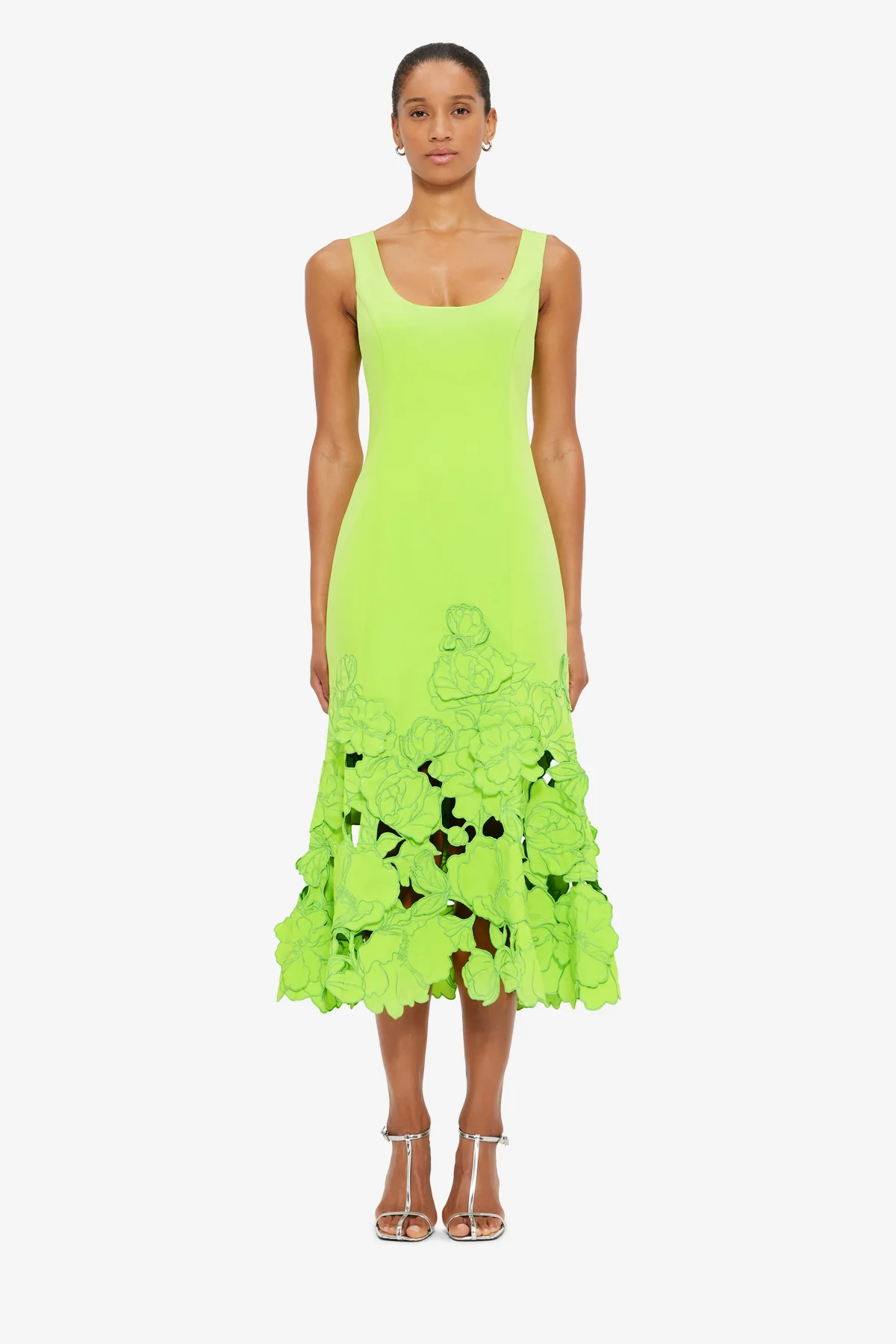 Emily Appliqué Midi Dress - Lime
