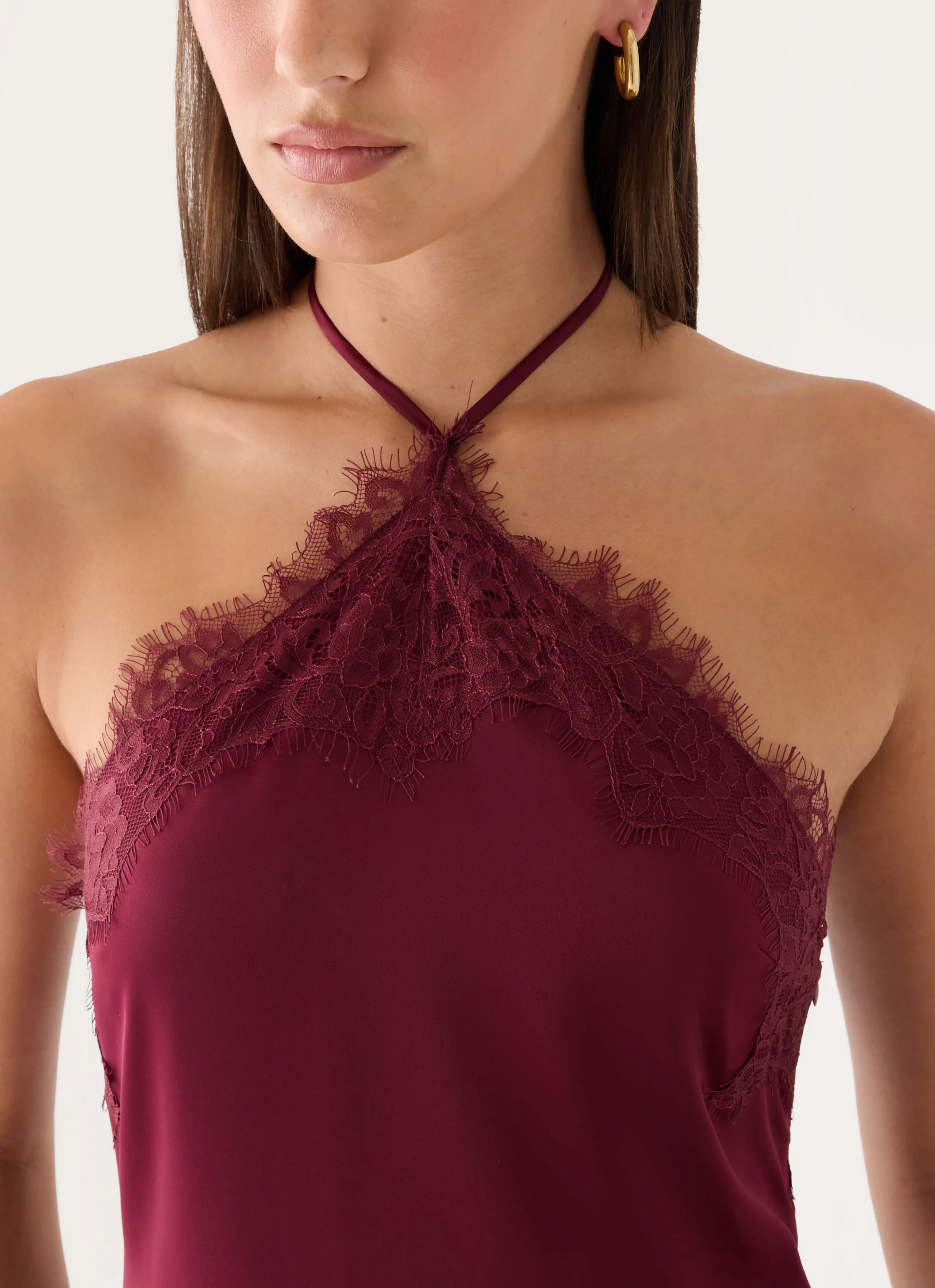 Samaria Halter Mini Dress - Burgundy - FASHION NOB