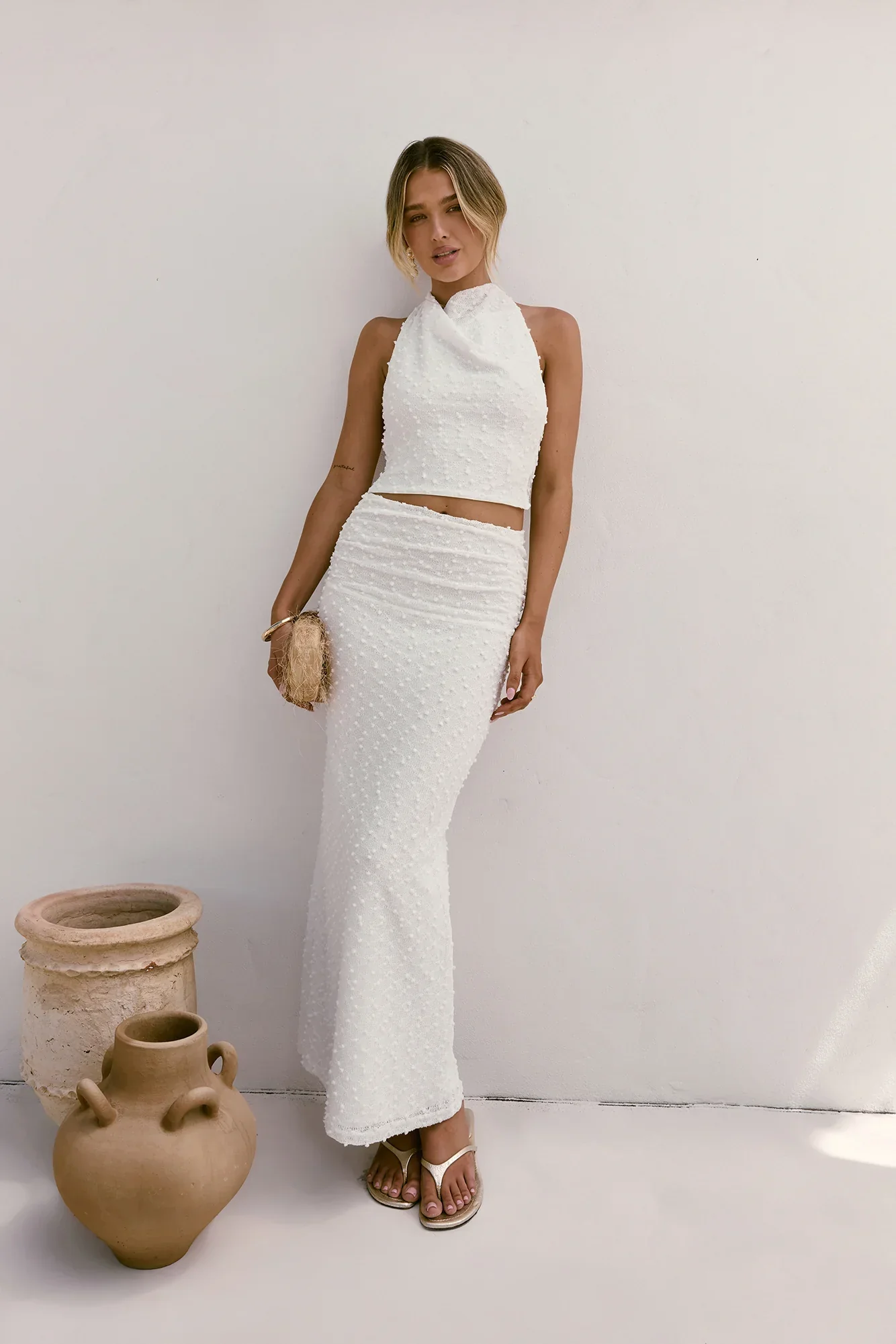 Words Of Wisdom Maxi Skirt White