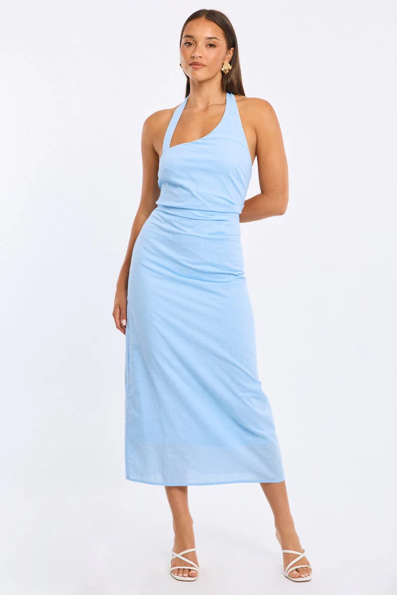Blue Halter Maxi Dress