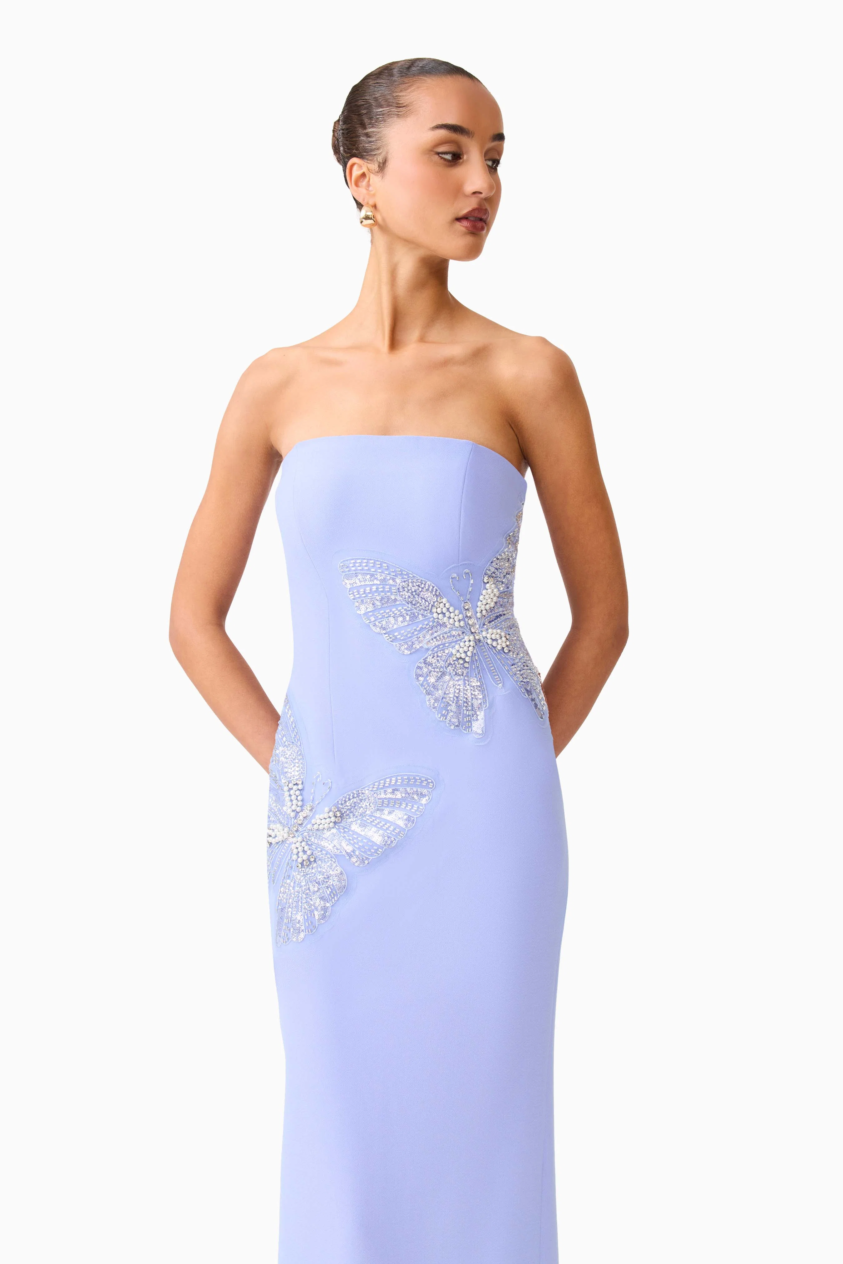 Mira Strapless Gown in Blue