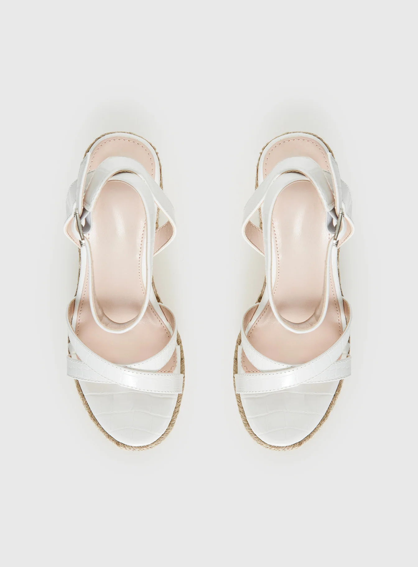 Jesper Espadrille Wedged Heels White Croc
