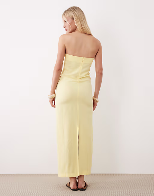 linen blend column maxi dress in buttermilk
