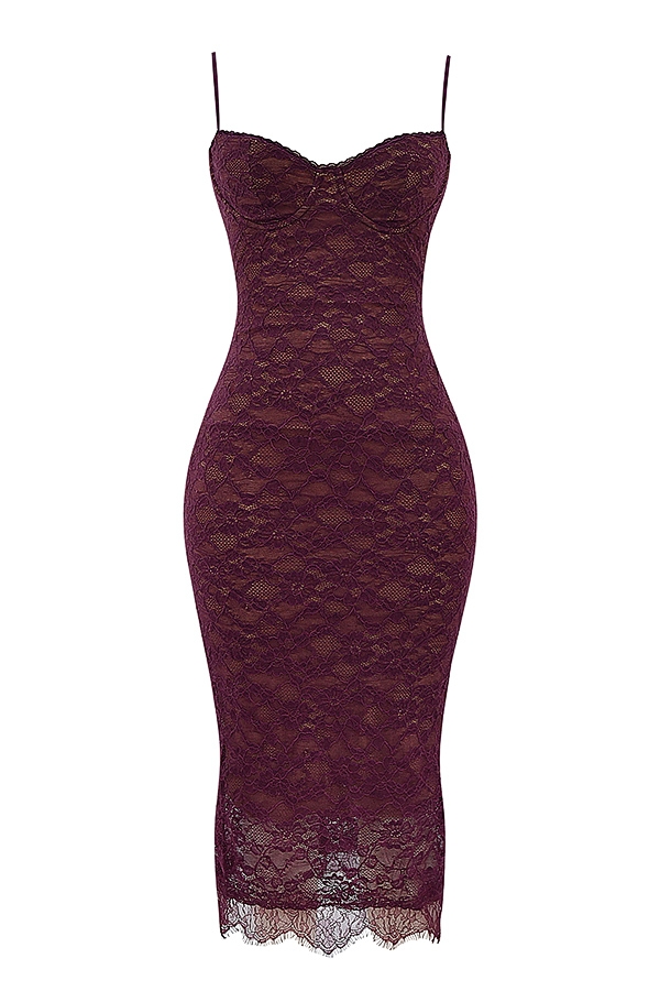 Mulberry Lace Midi Dress