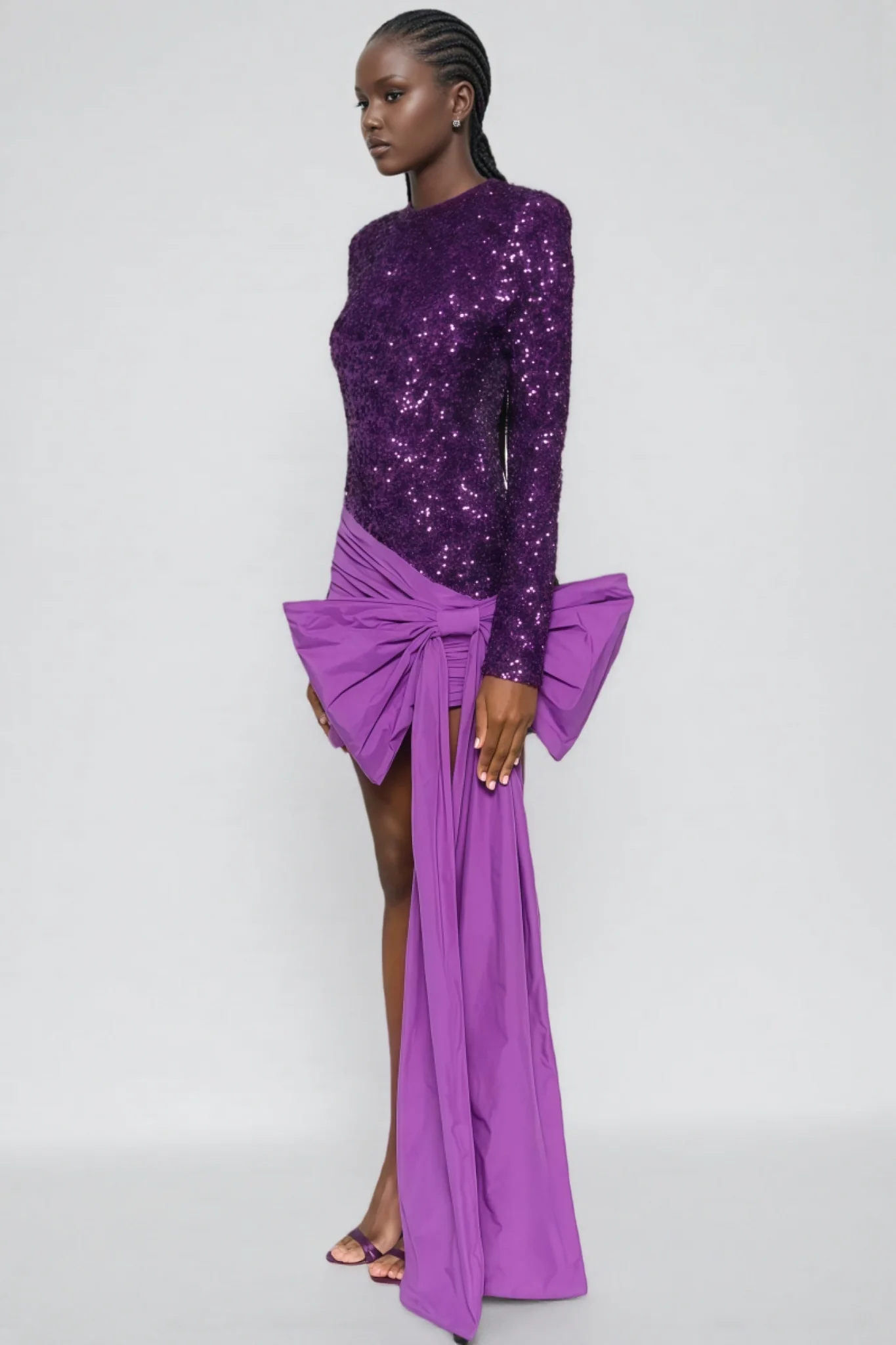 Yamia Sequin Bow Midi Dress