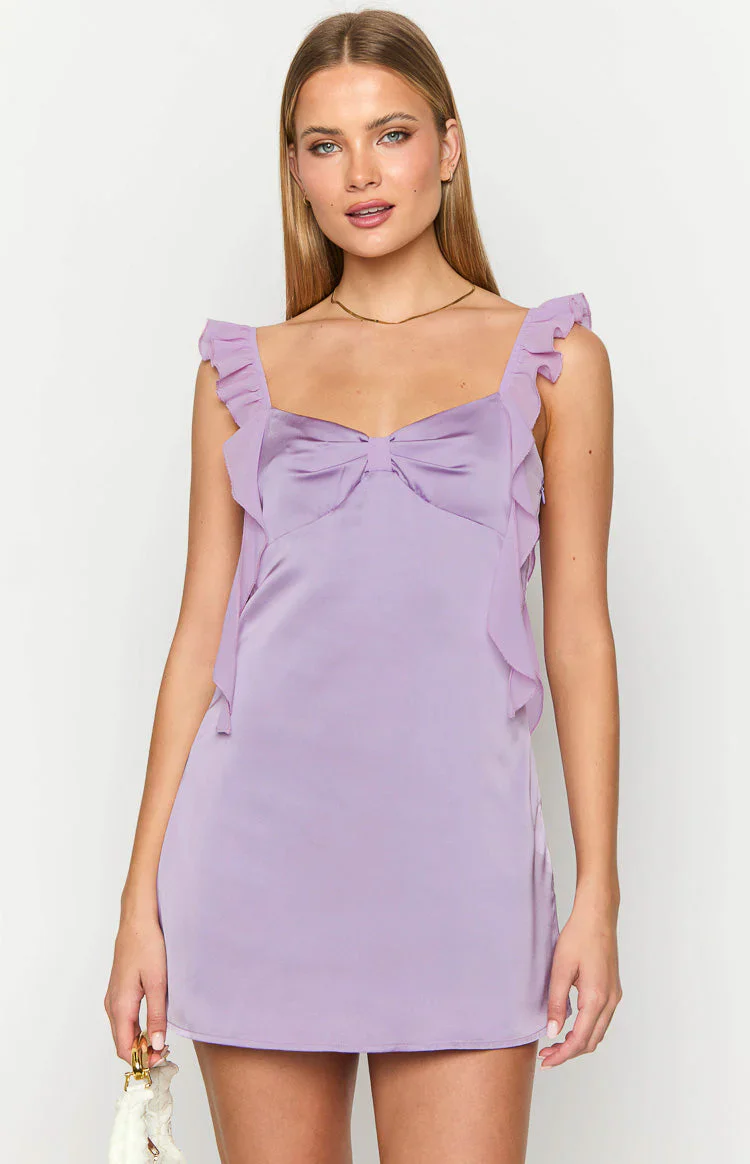 Joyce Lilac Satin Mini Dress