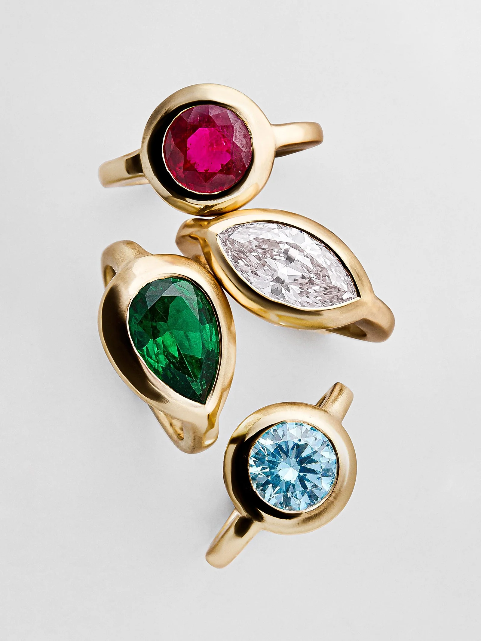 Gold Cubic Zirconia Custom Birthstone Ring - Emerald