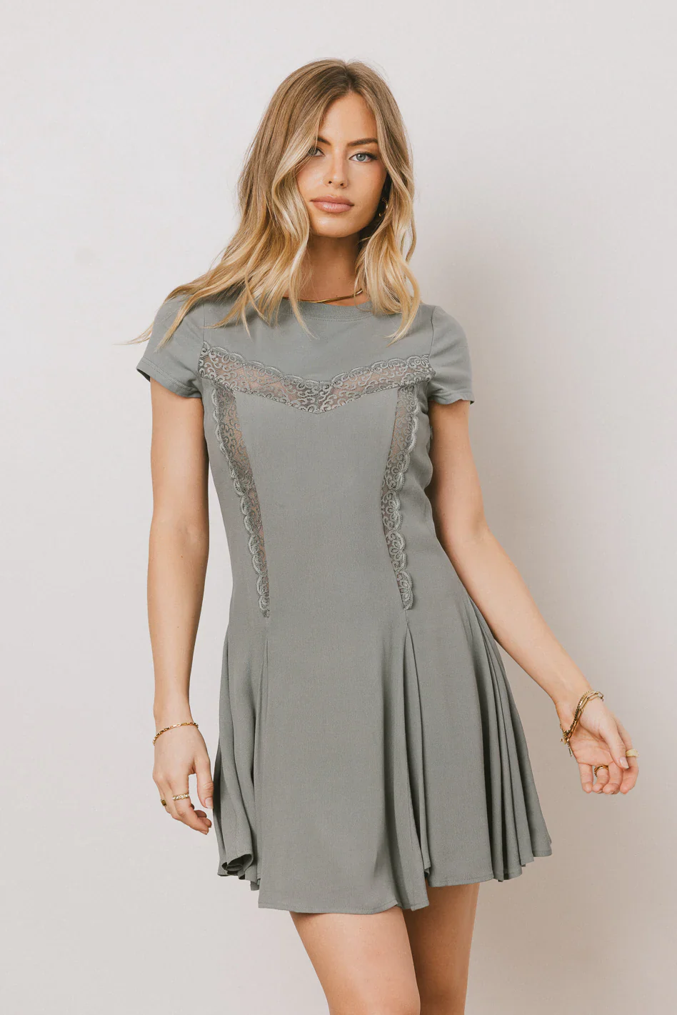 Erin Cap Sleeve Mini Dress in Sage