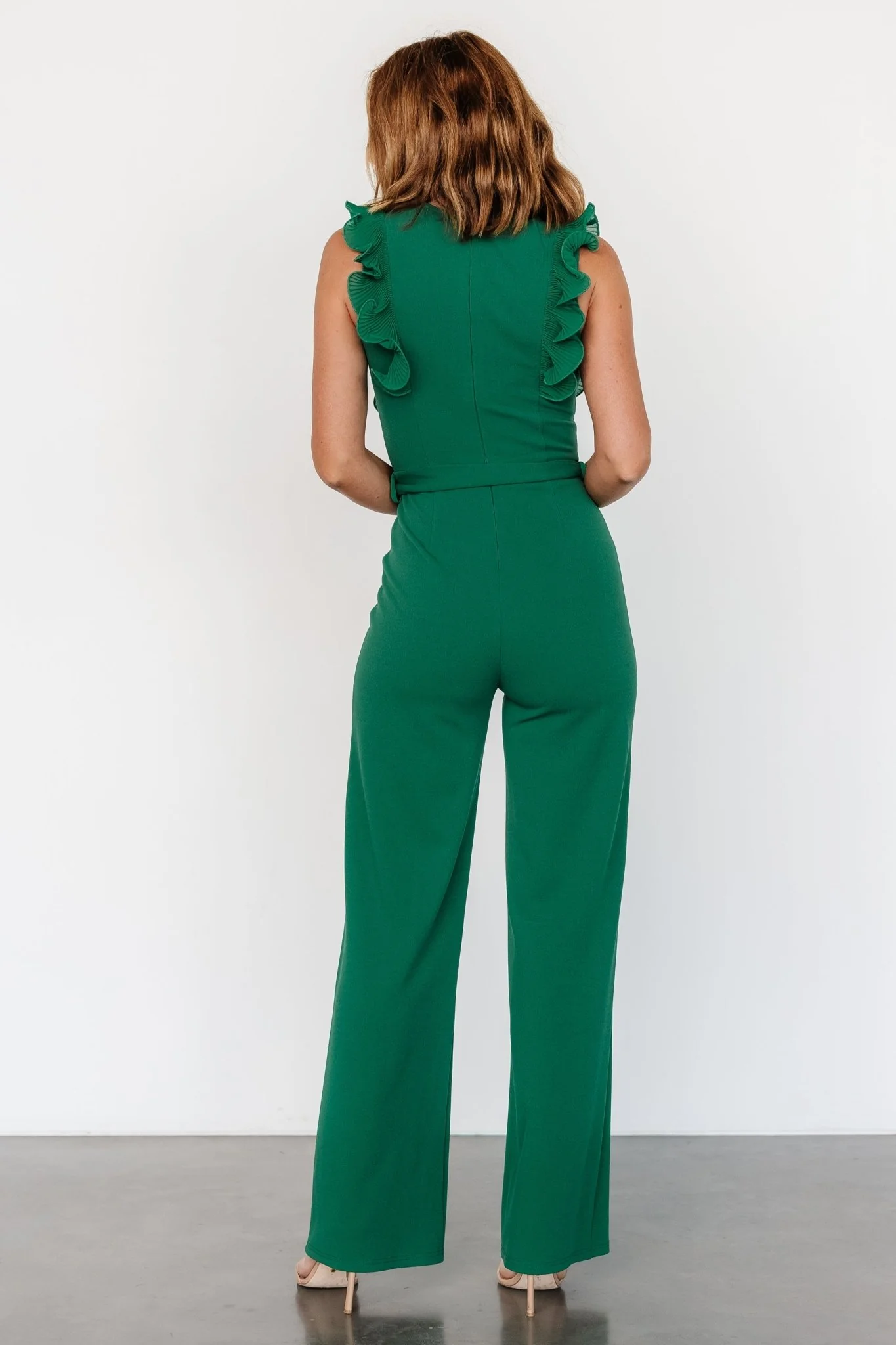 Tyra Ruffle Tank Jumpsuit | Green - luluinthesky