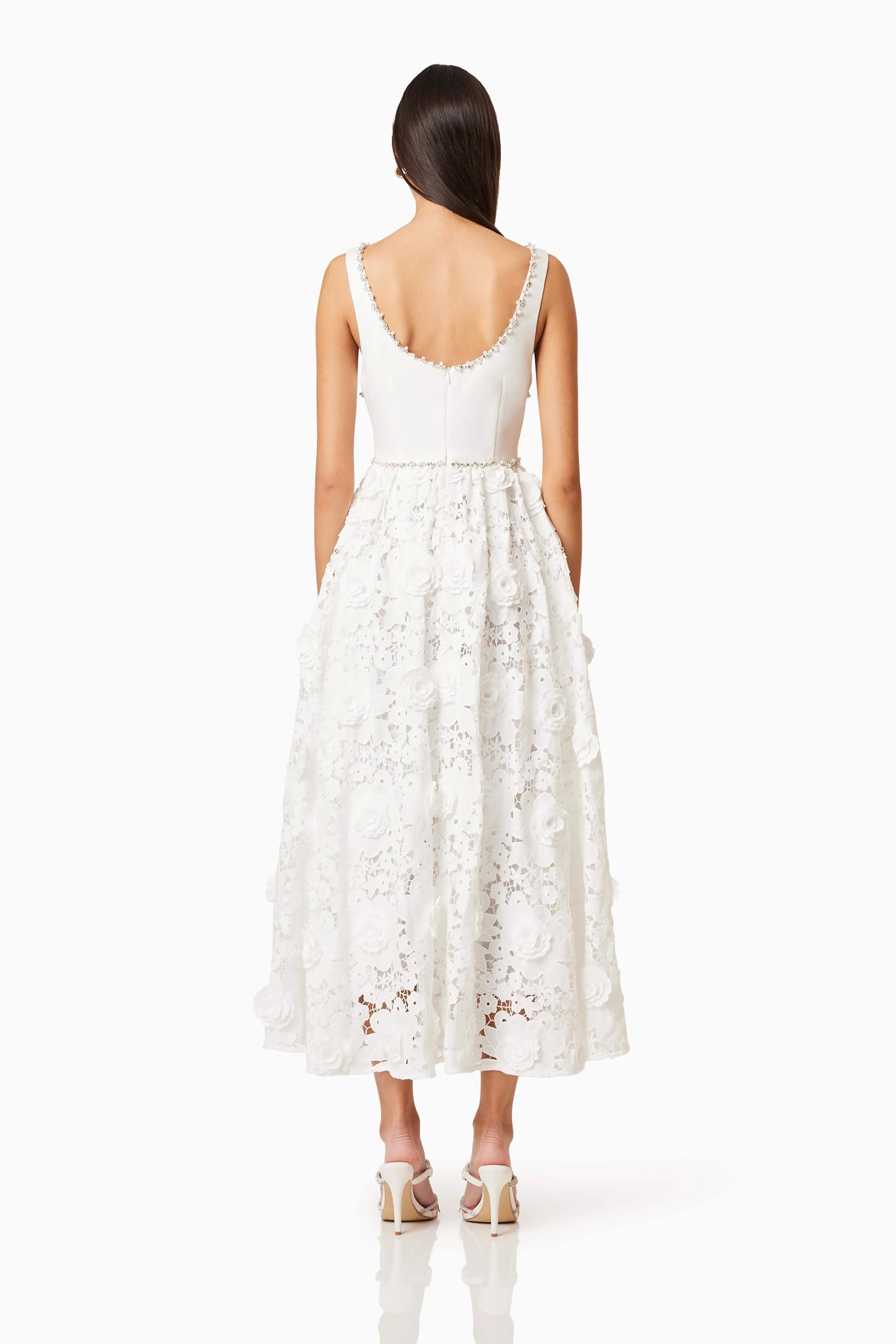 Daffodil Lace Midi Dress In White