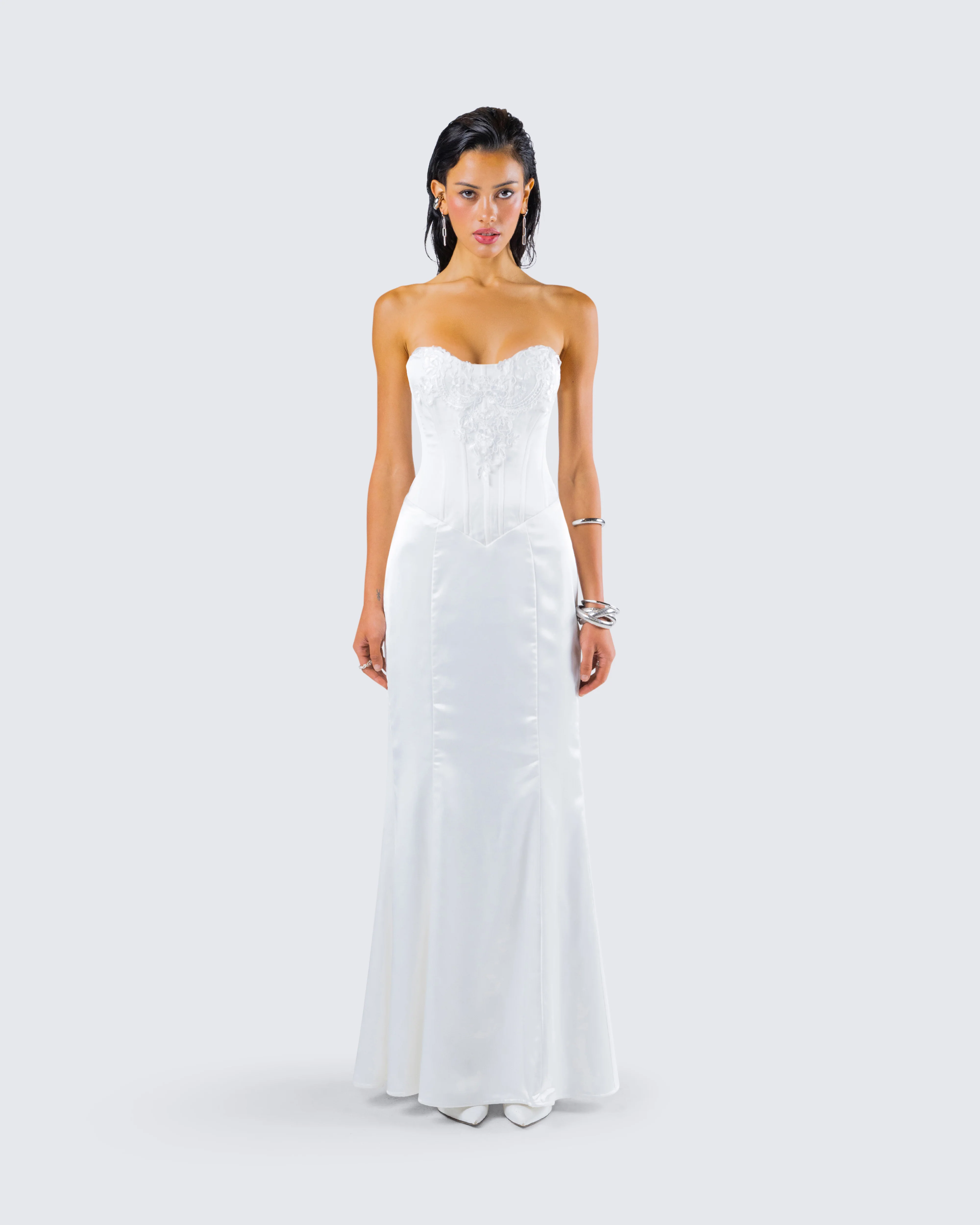 Katana White Lace Applique Gown