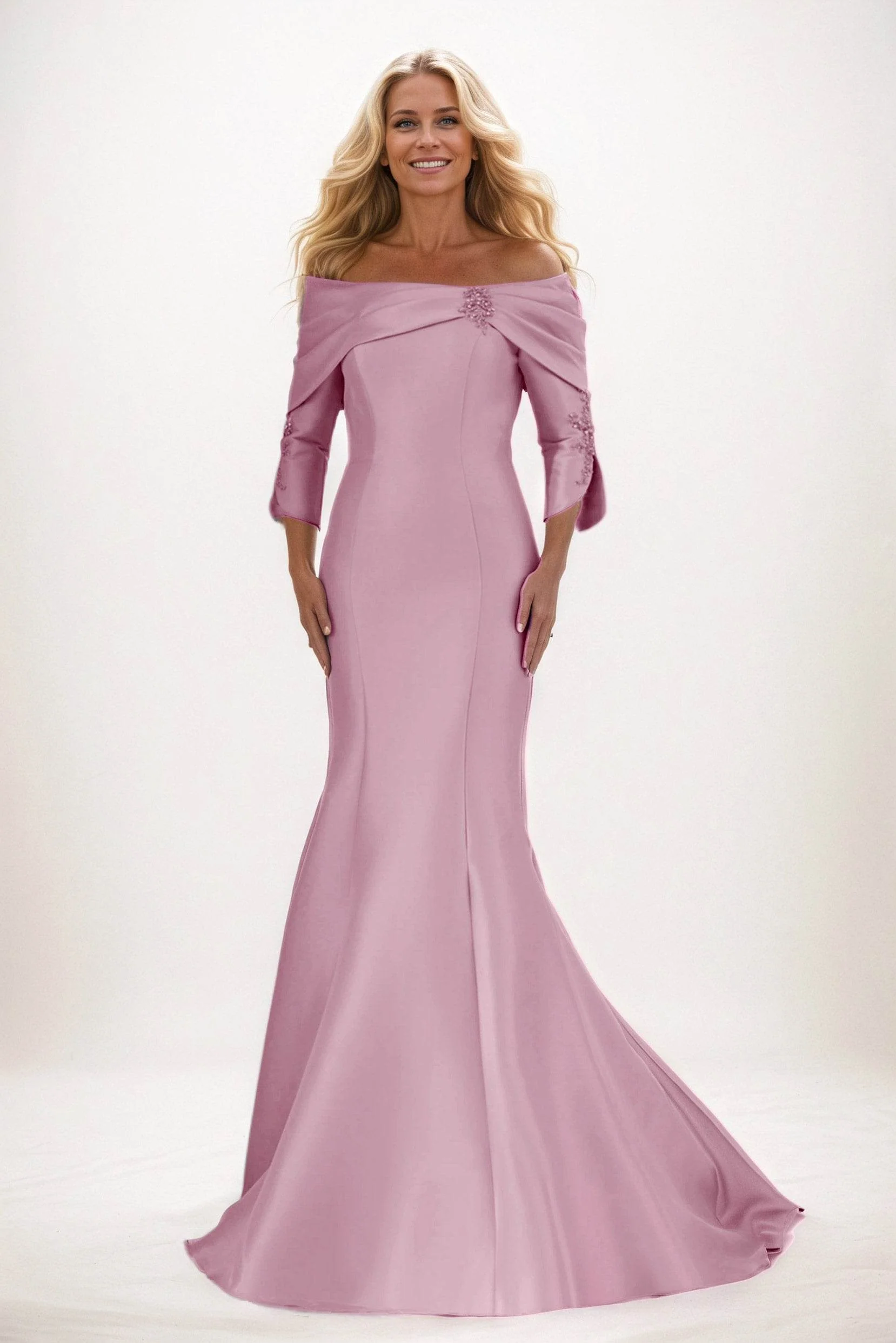 Trumpet-Mermaid Maxi Satin Mother of the Bride Dresses CM0381