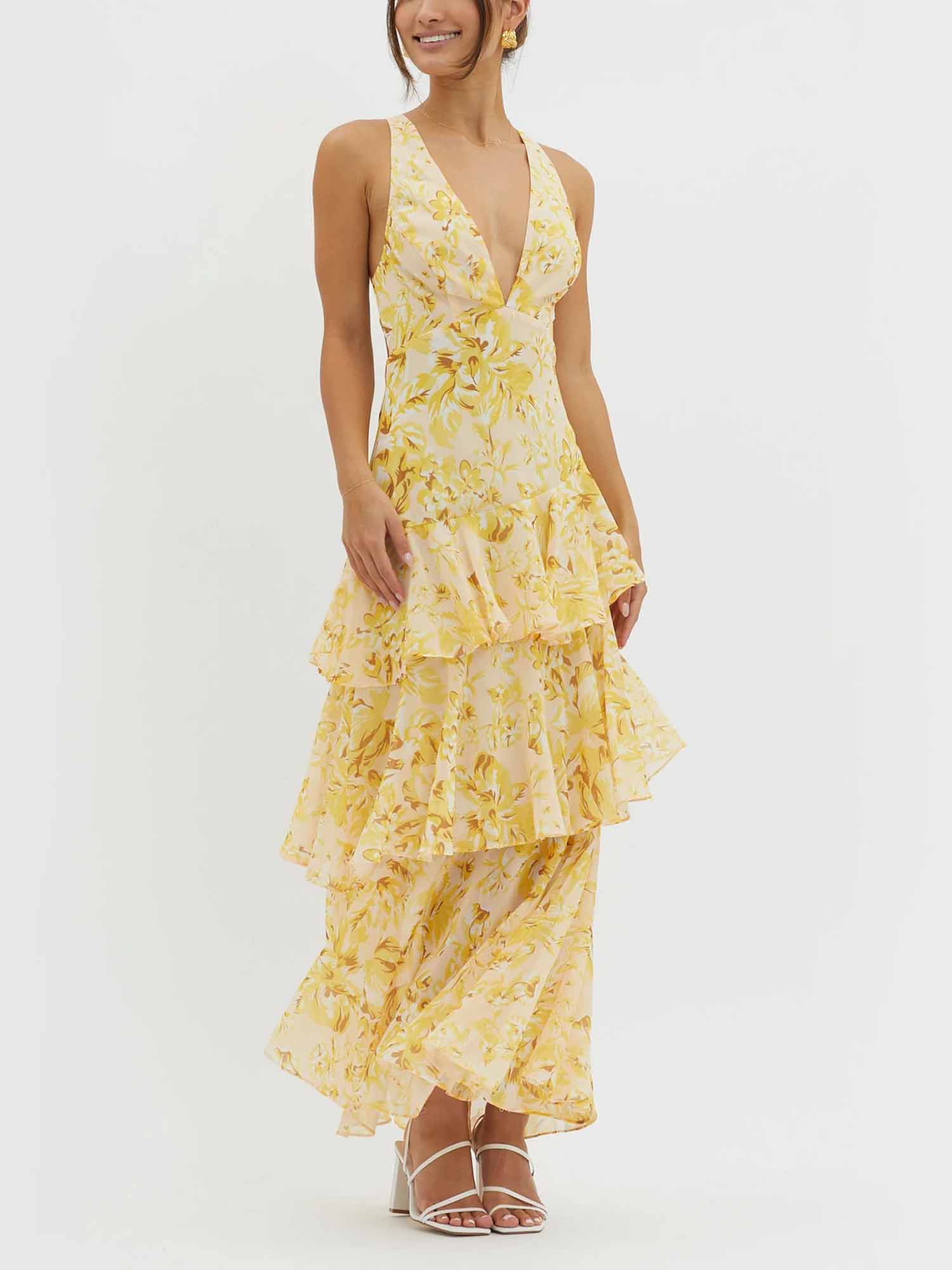 Yellow Ruffled Tiered Maxi Dress