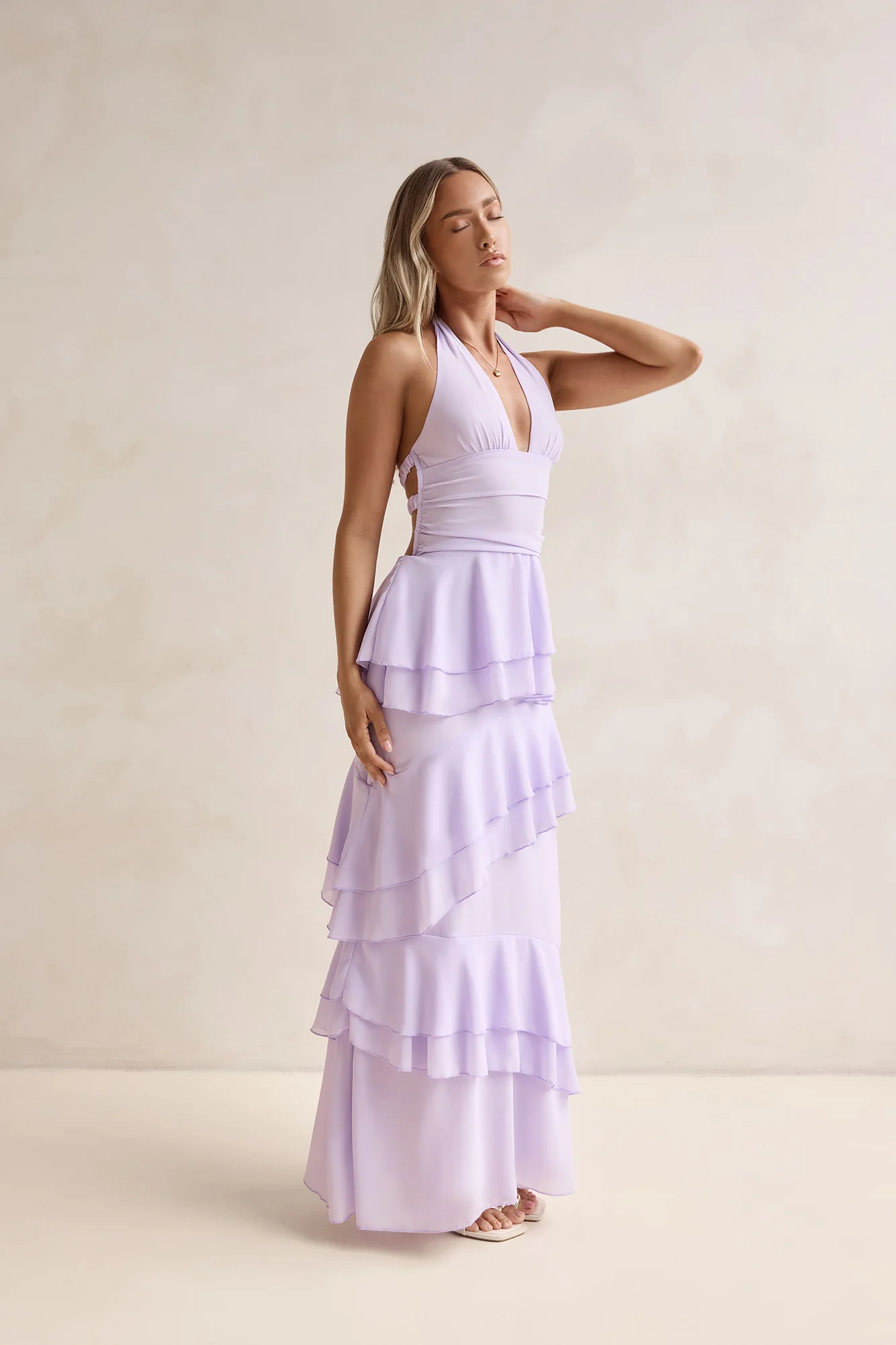 Path Of Fate Halter Maxi Dress Lilac - luluinthesky