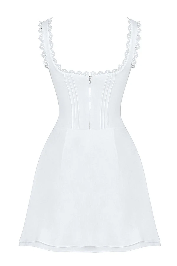 white pin tuck mini dress