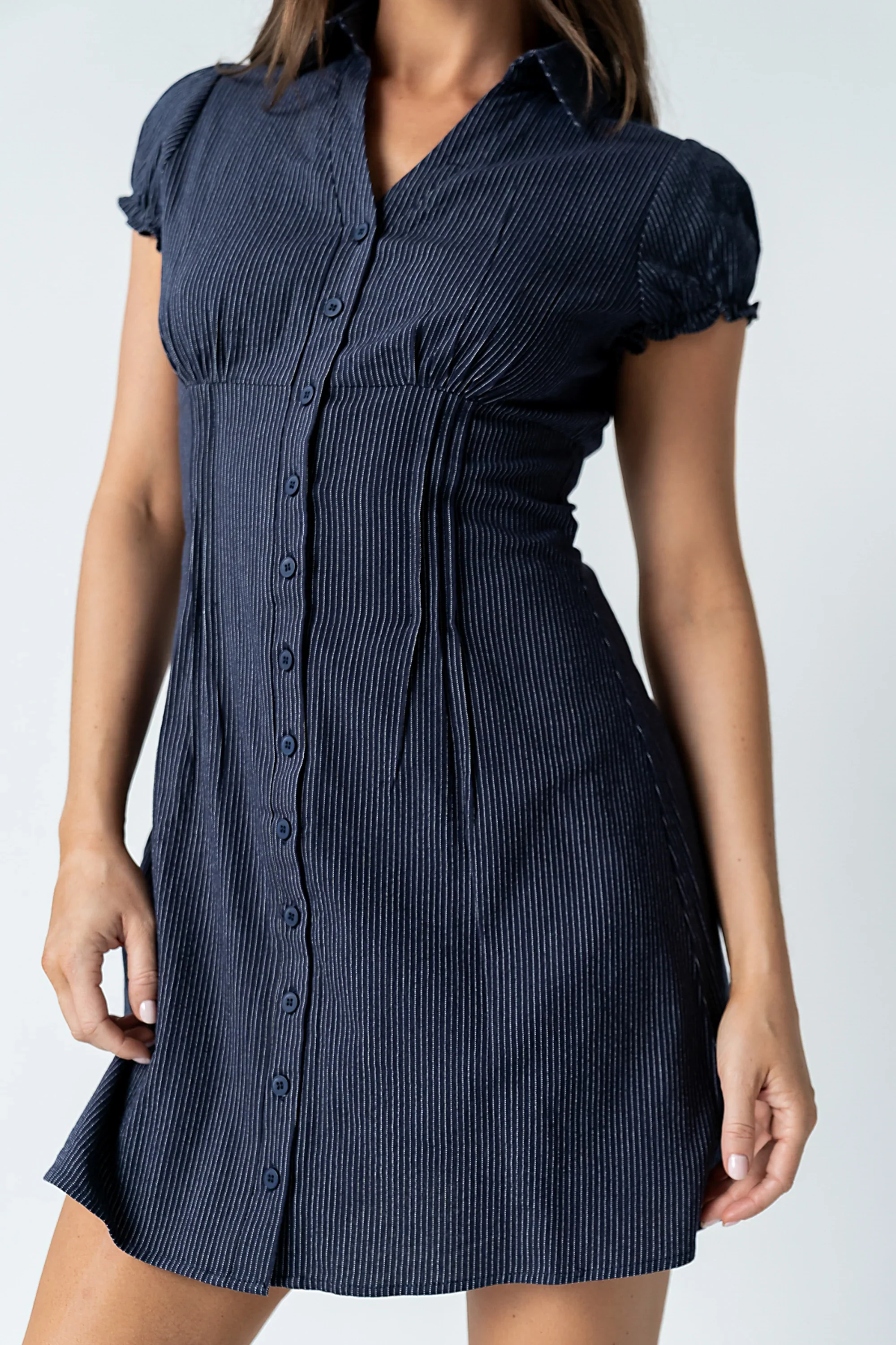 Lockie Pinstripe Mini Dress in Navy