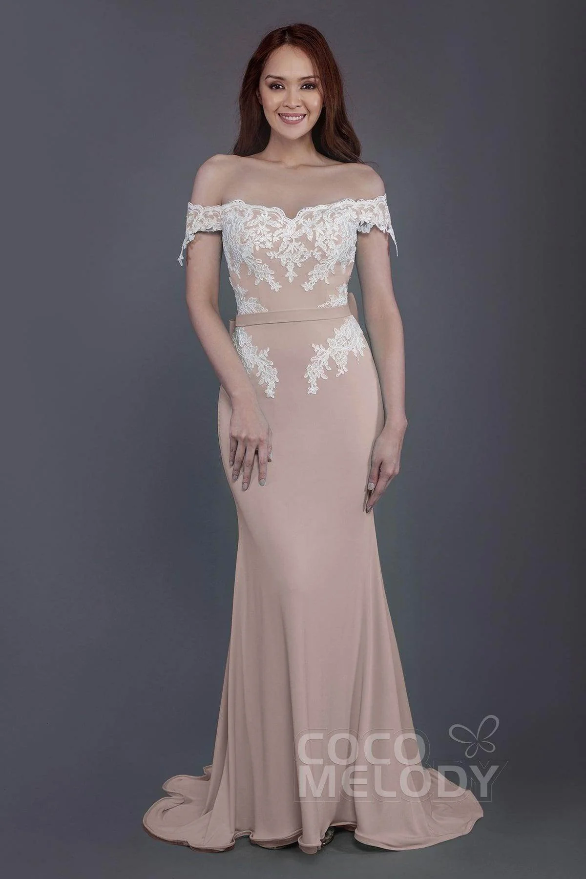 Mermaid Sweep Train Knitted Fabric Bridesmaid Dress PR3497