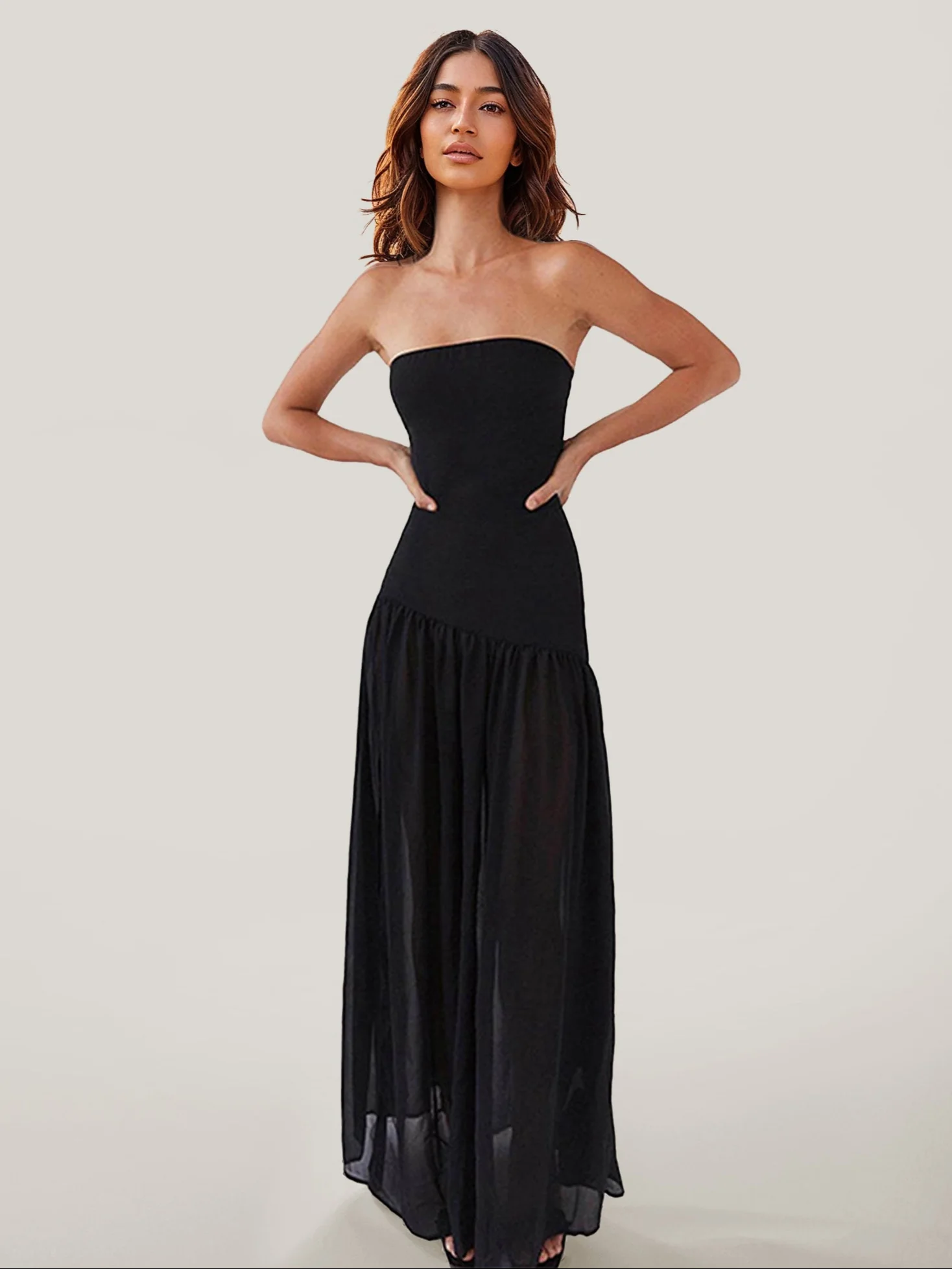 Strapless Ruffle Maxi Dress