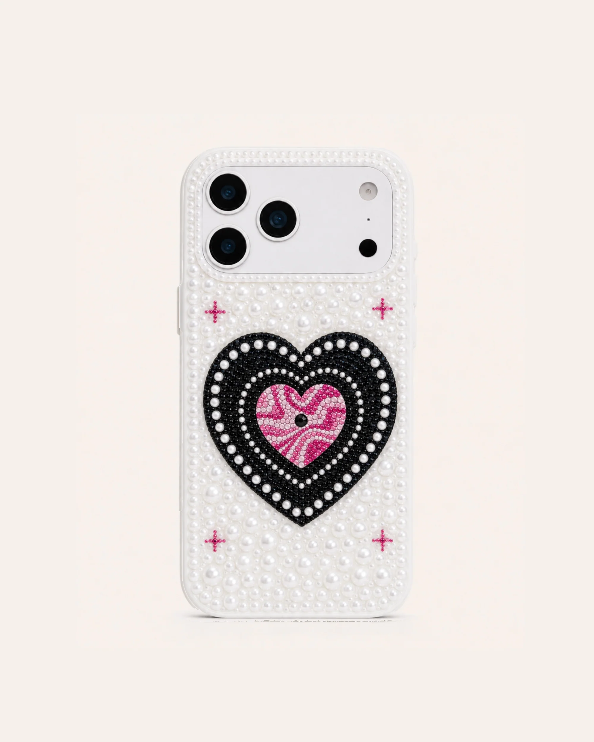 Candy Heart Faux Pearl Phone Case - White