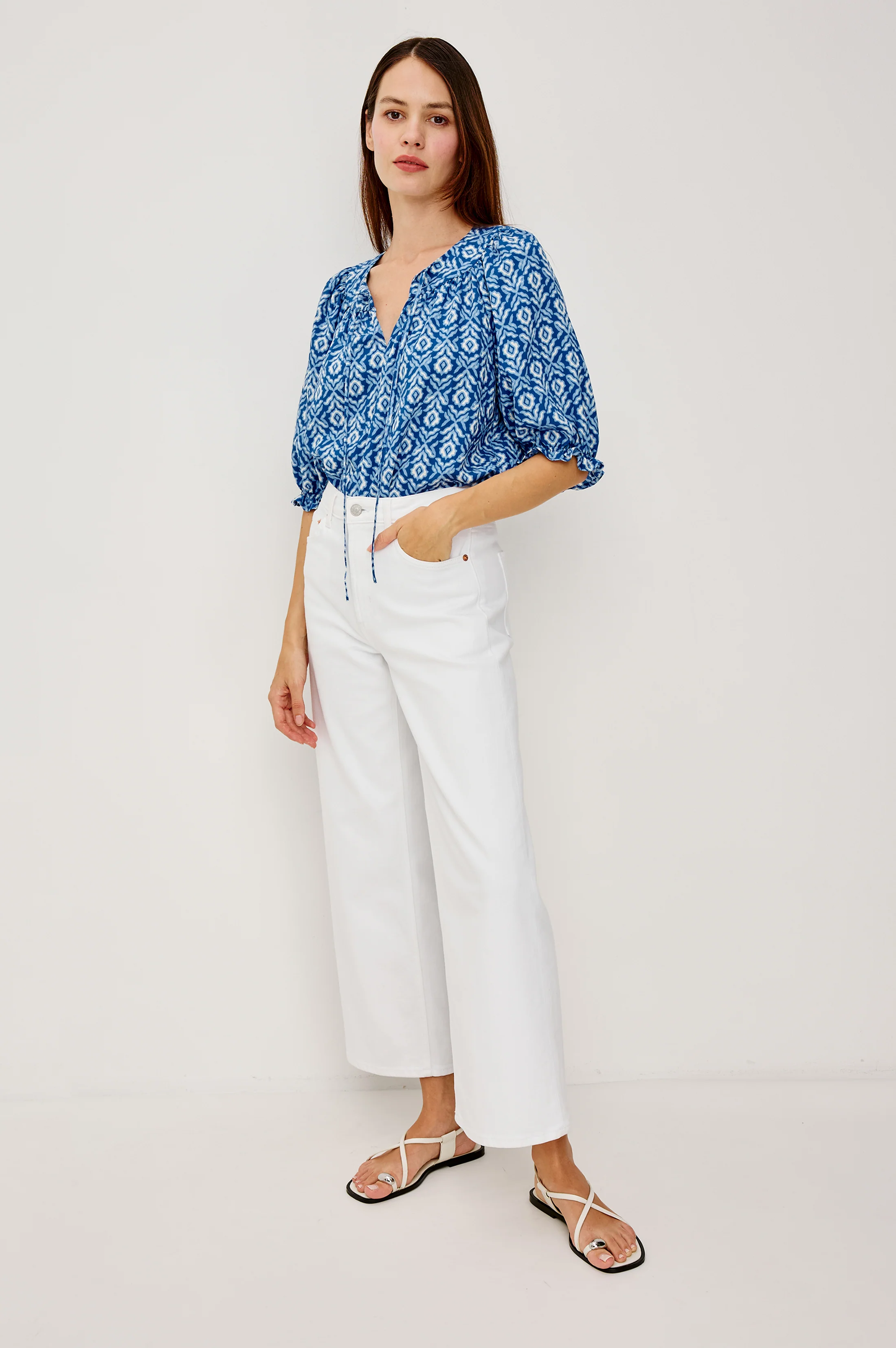 Belina Top - Blue Ikat