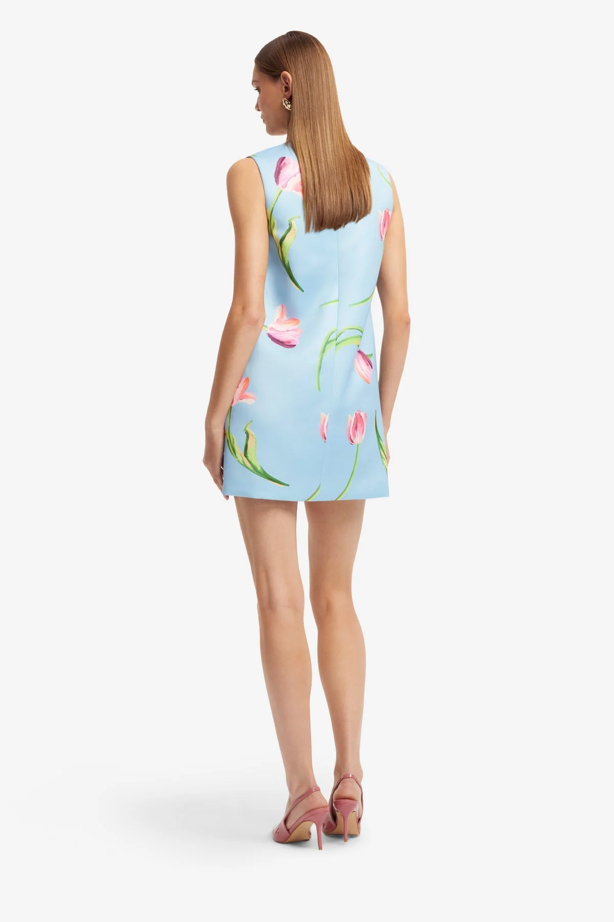 Yvonne Mini Dress - Tulip Print in Blue