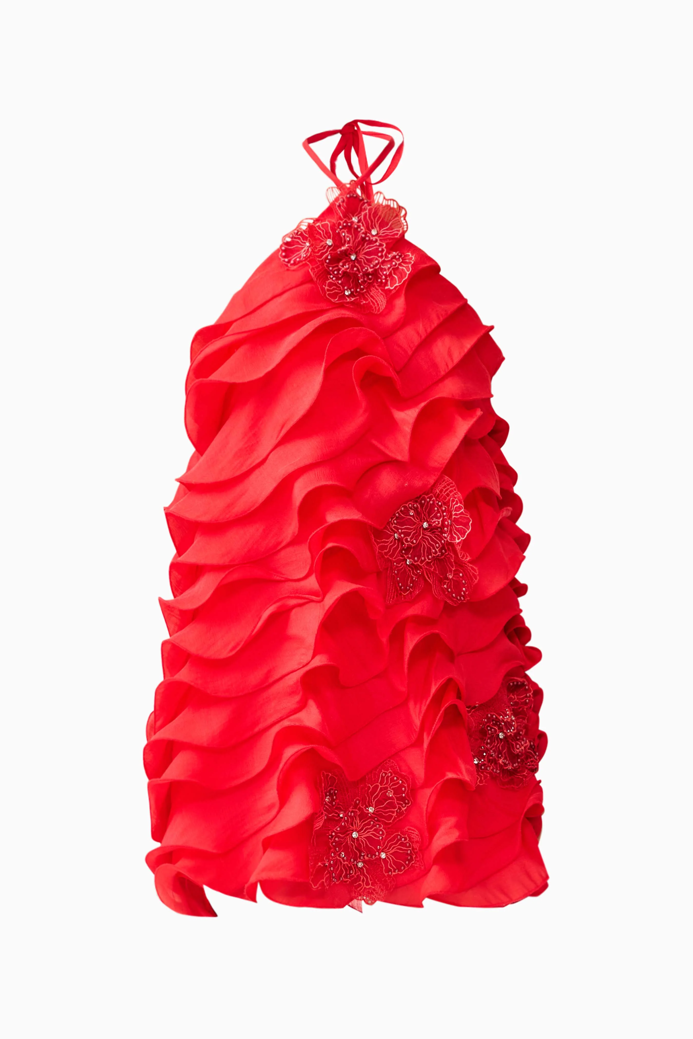 Yvette Halter Mini Dress in Vermilion Red