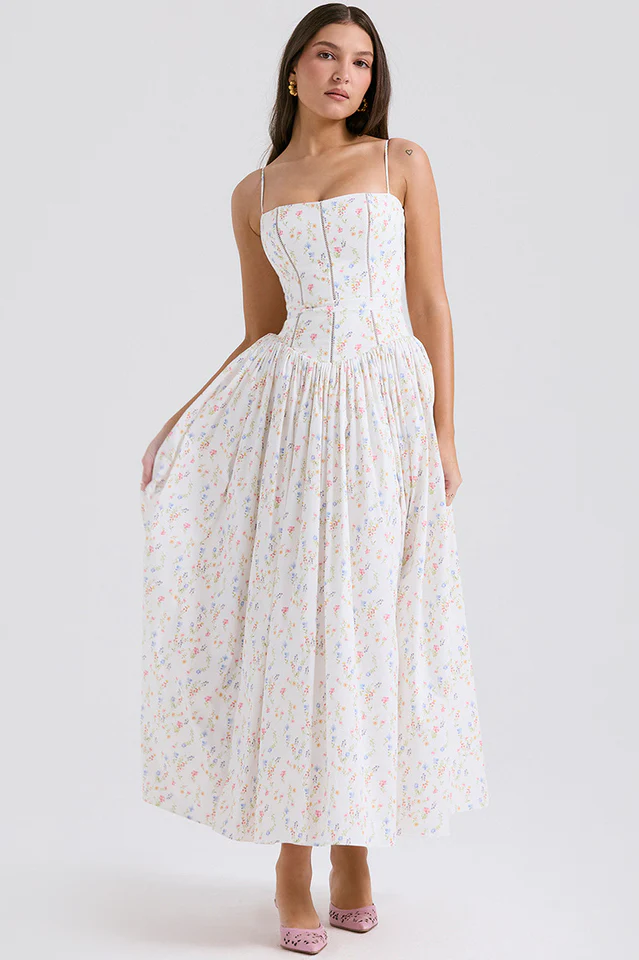 Isabella White Cotton Sundress