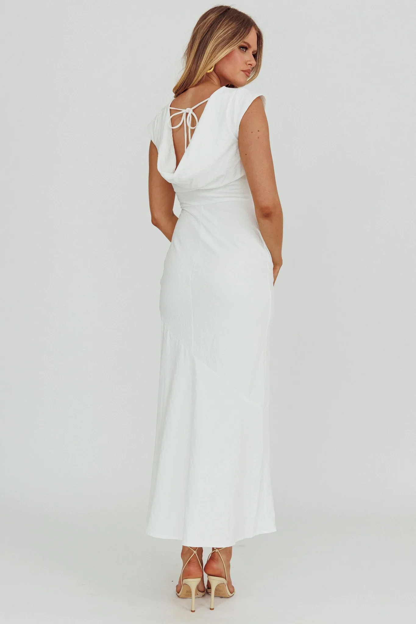 Maysa Cowl Back Maxi Dress Off White
