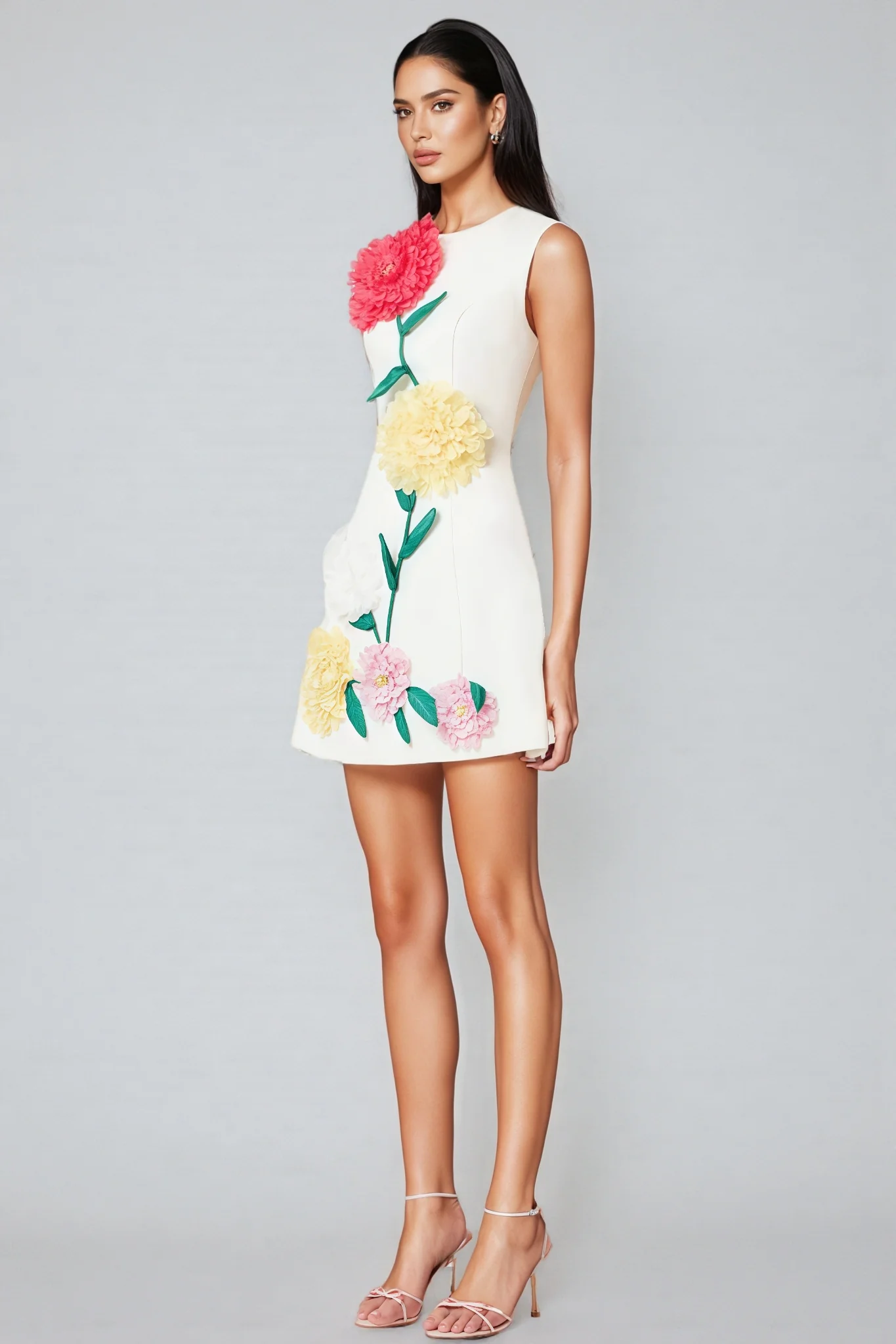 Flavia White Buttercup Embroidered Mini Dress - luluinthesky