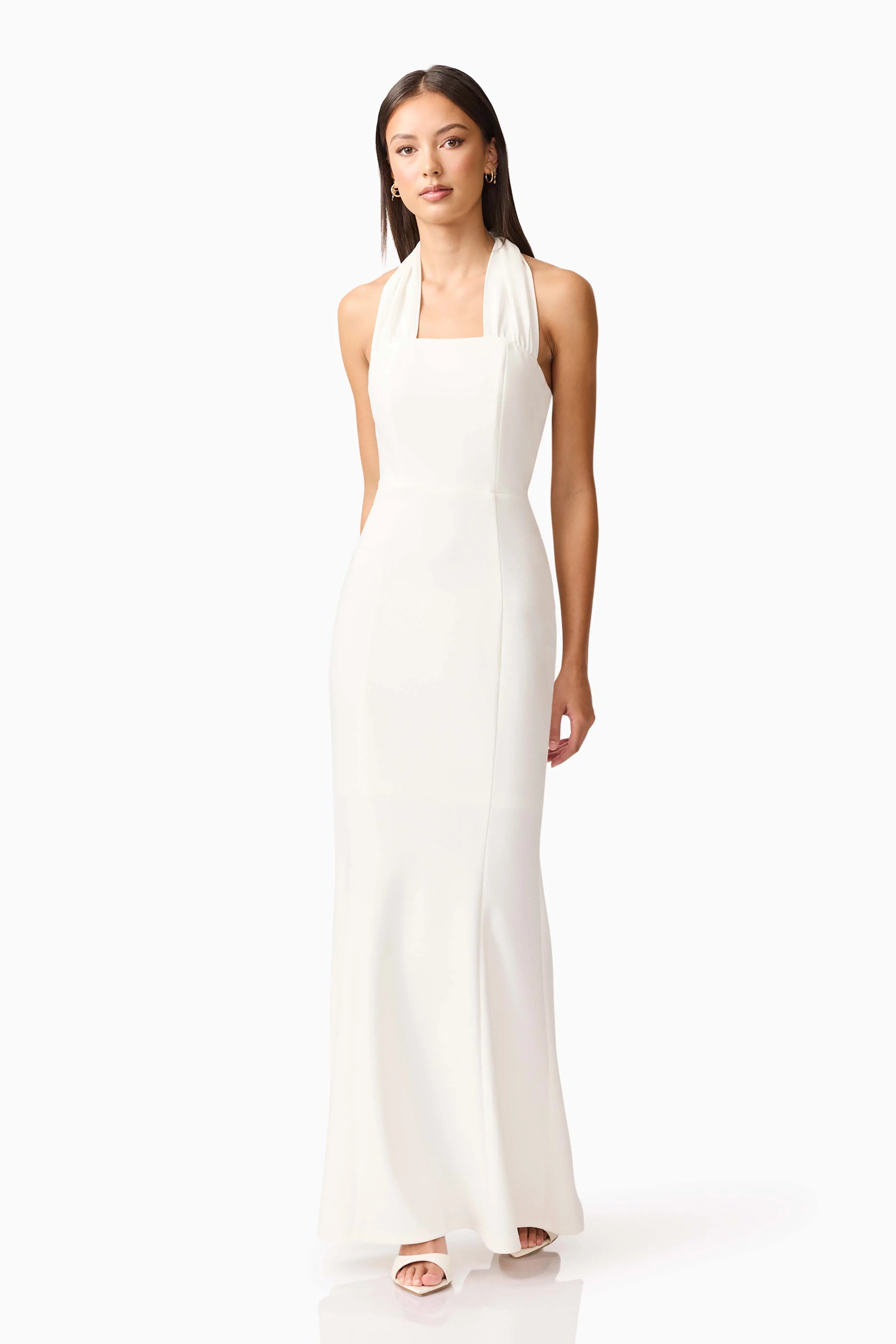 Mira Halter Gown in White