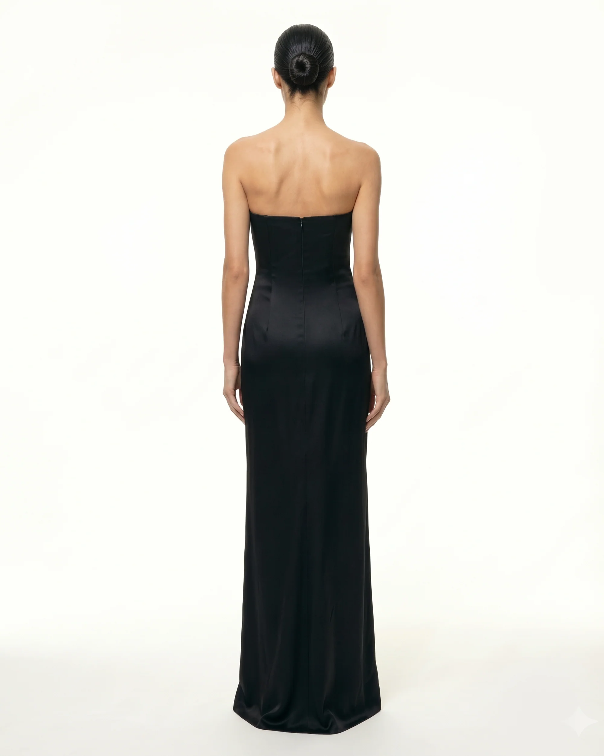 Iris Floral-Appliqué Strapless Maxi Dress - Black - FASHION NOB