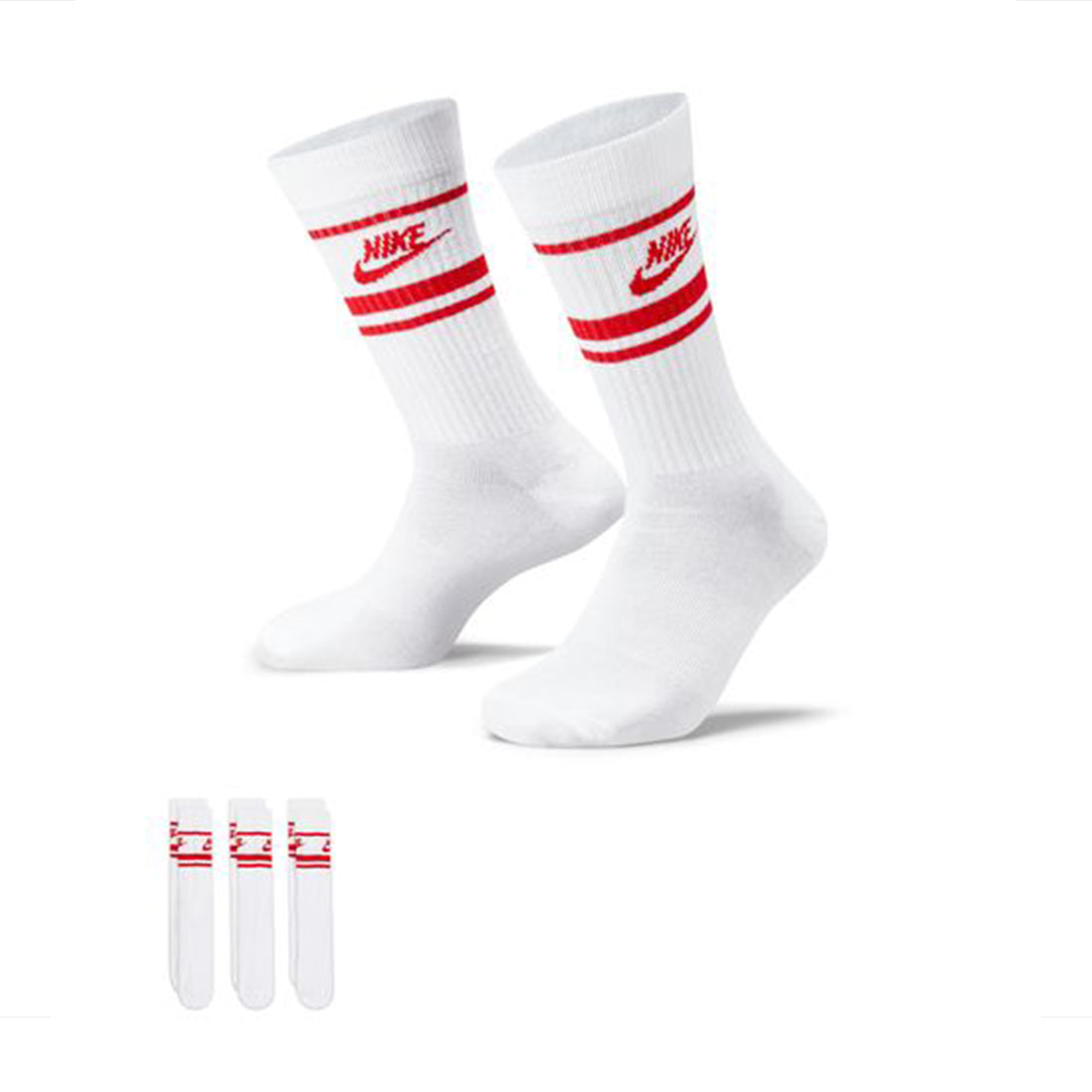 NIKE Sportswear Everyday Essential Crew Socks (3 Pairs) WHITE