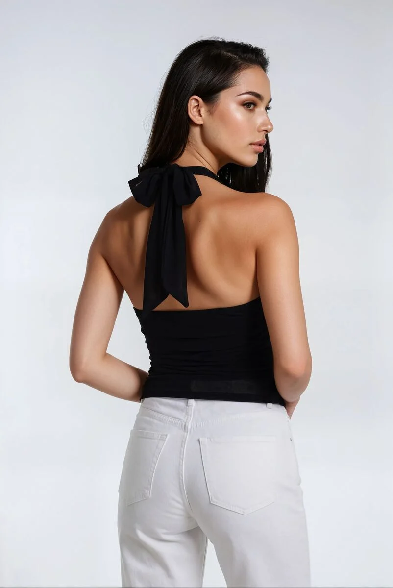 Mesh Sweetheart Cropped Halter Top