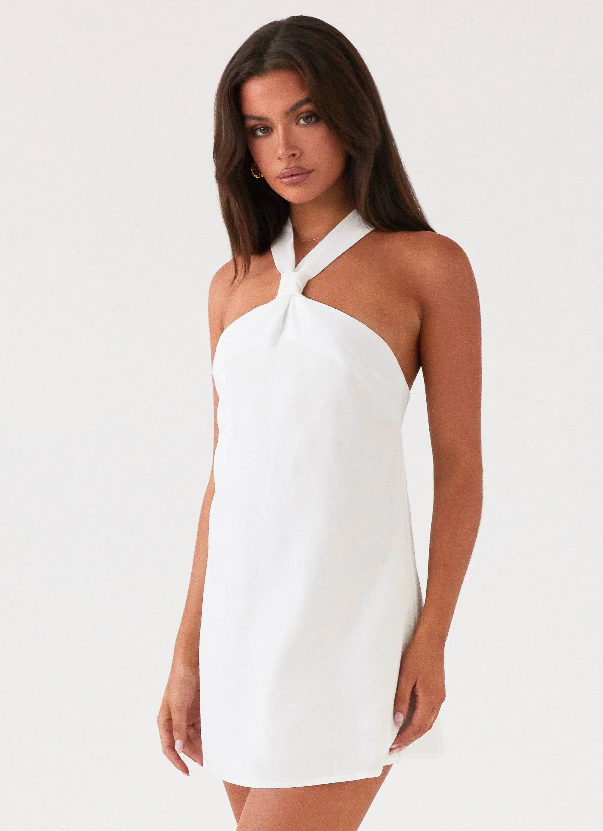 Keira Linen Mini Dress - White - luluinthesky