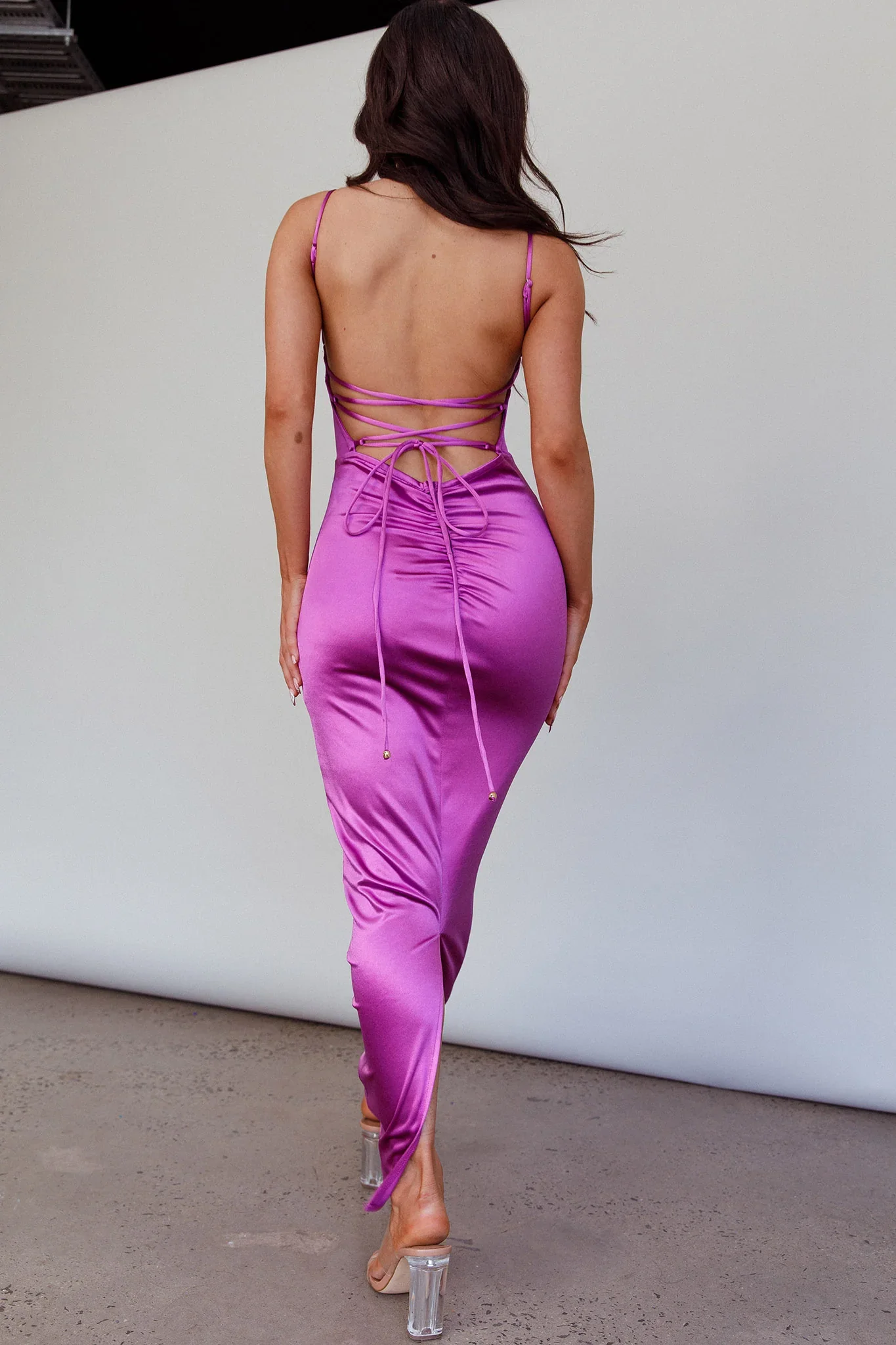 Seraya Lace-Up Back Dress Violet