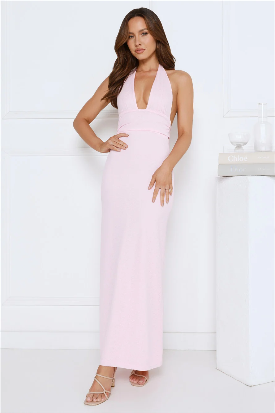 Palm Avenue Halter Maxi Dress Pink