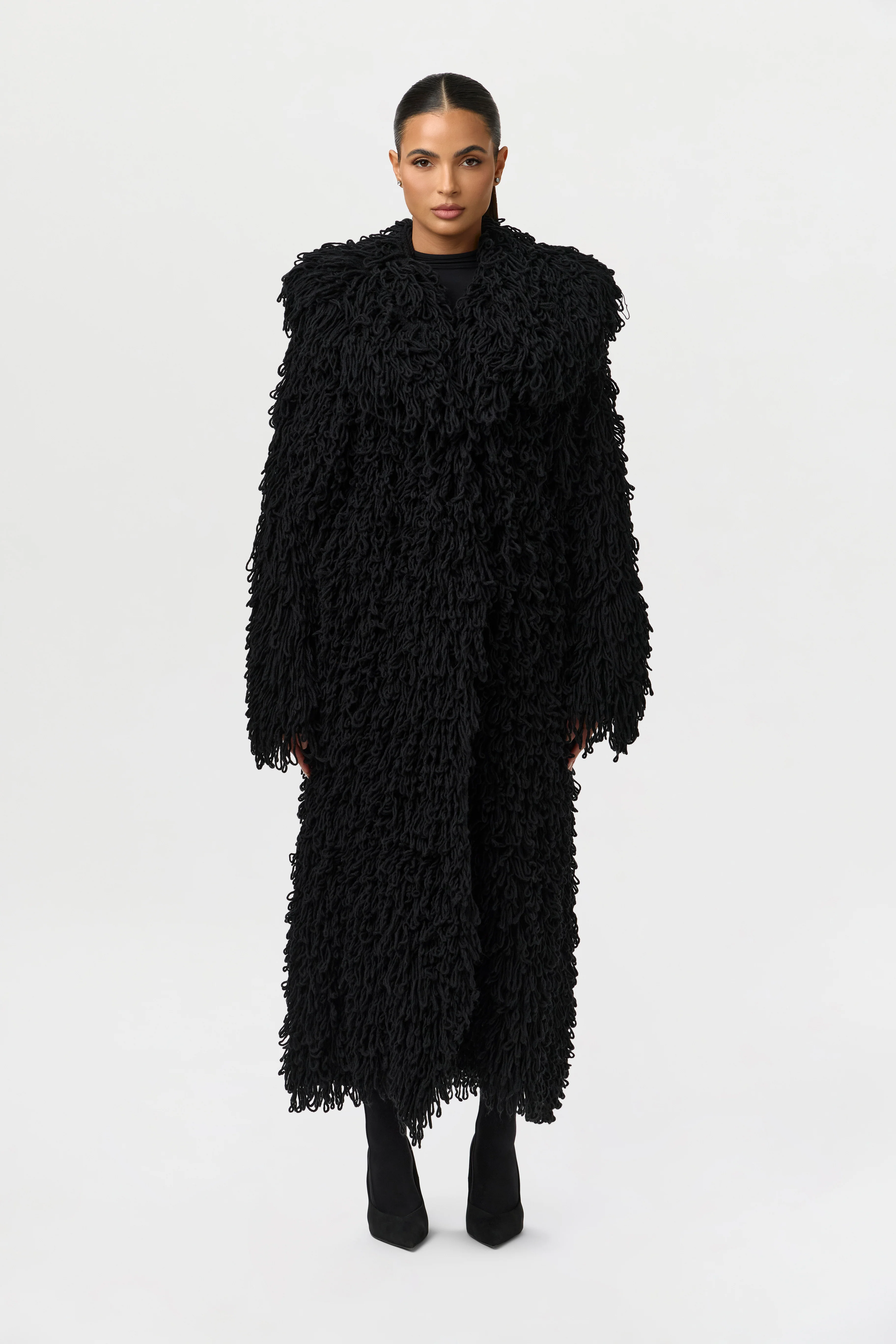 Knit Shaggy Loop Coat