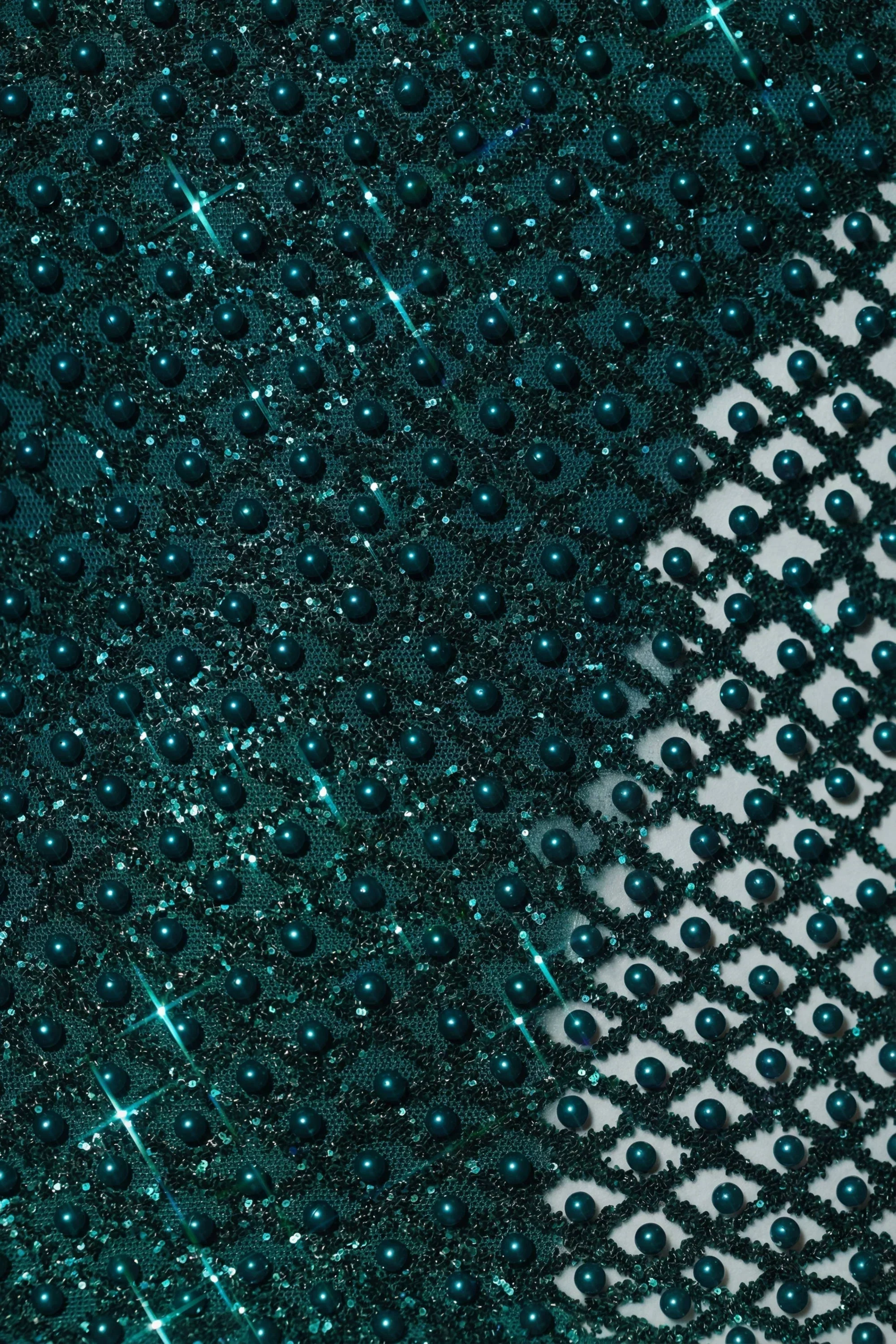 Embellished Bubble Hem Mini Dress in Teal Green
