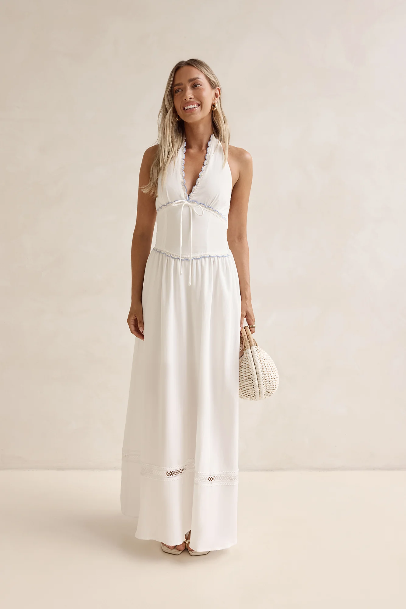 Days Of Dreaming Halter Maxi Dress White - luluinthesky