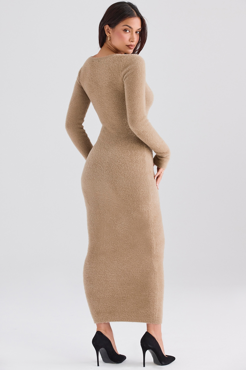 Camel Fuzzy Maxi Dress