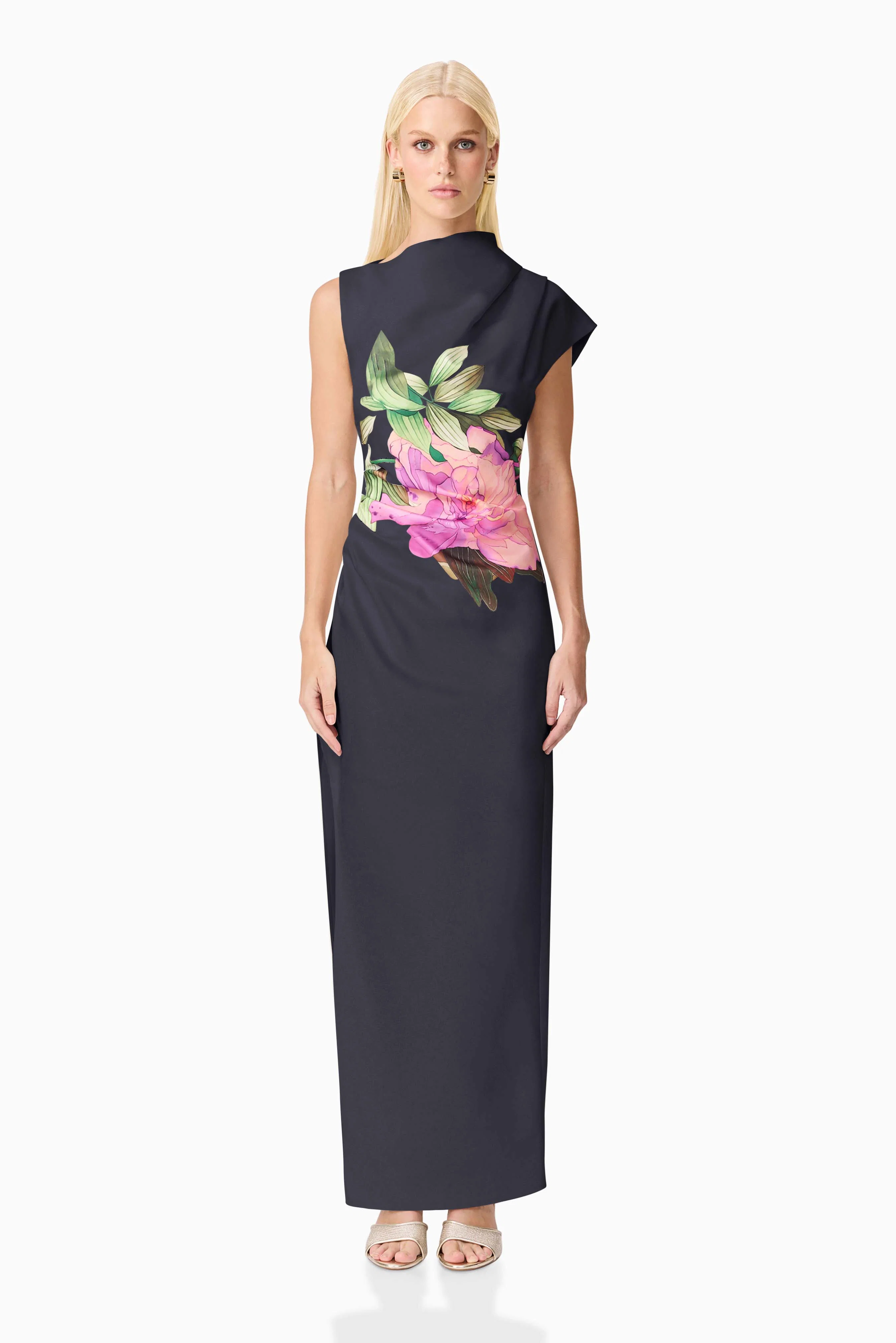 Azelie Asymmetrical Gown in Black
