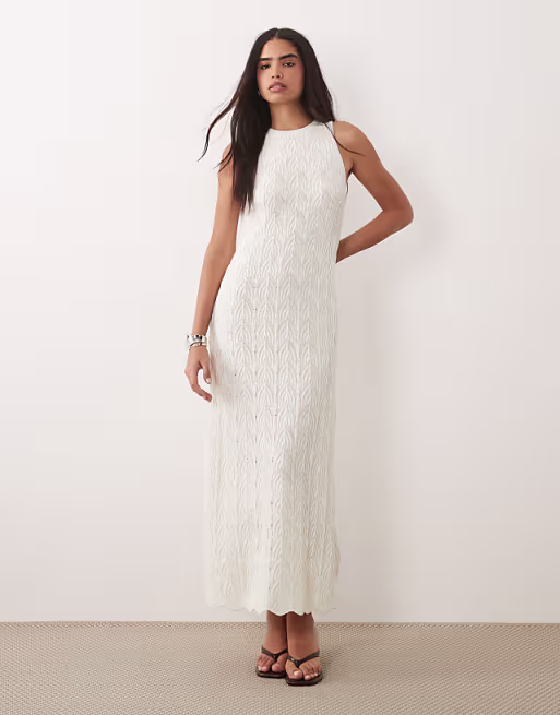 Pretty Lavish Cleo knit sleeveless maxi dress in cream