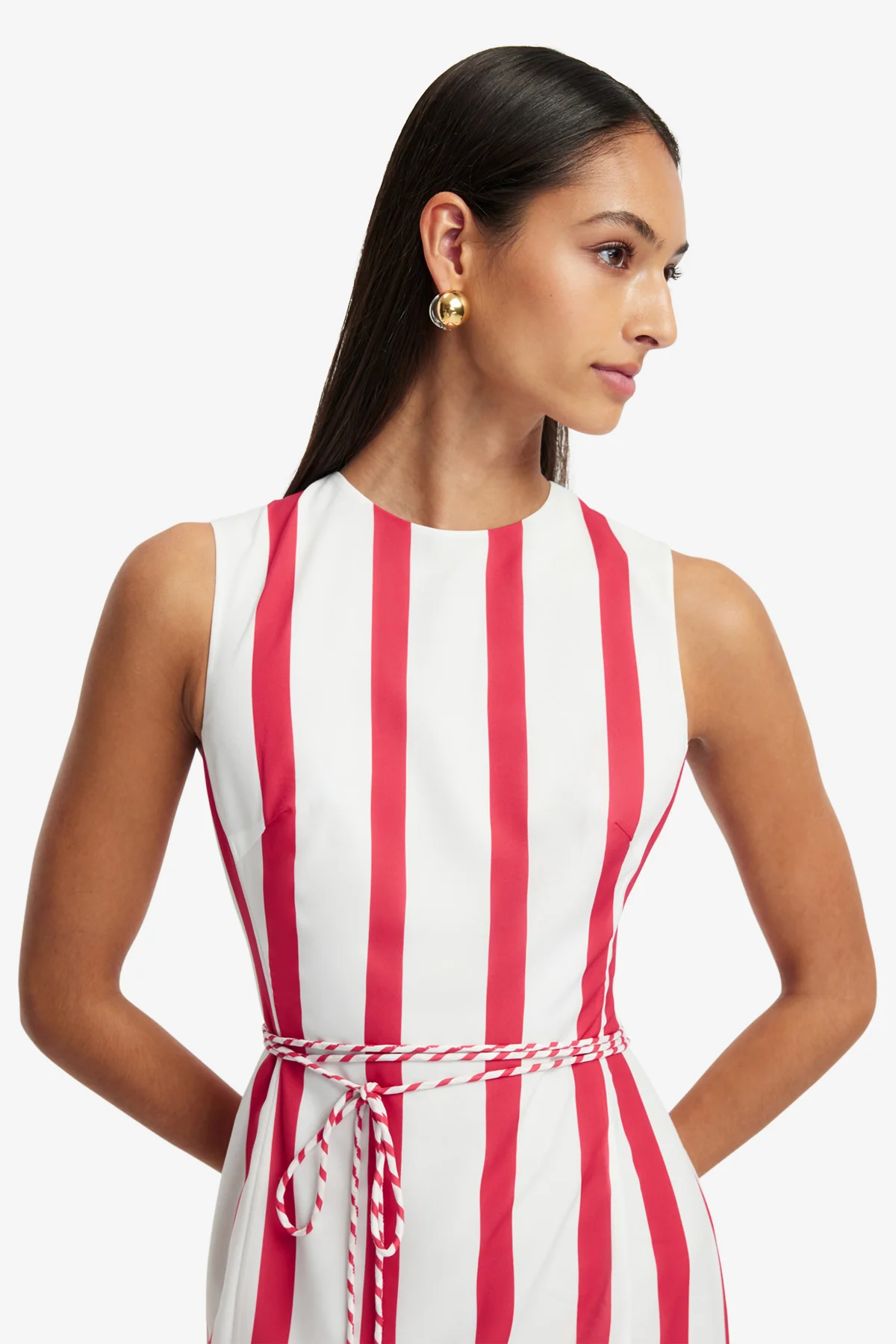 Olive Striped Midi Dress - Scarlet