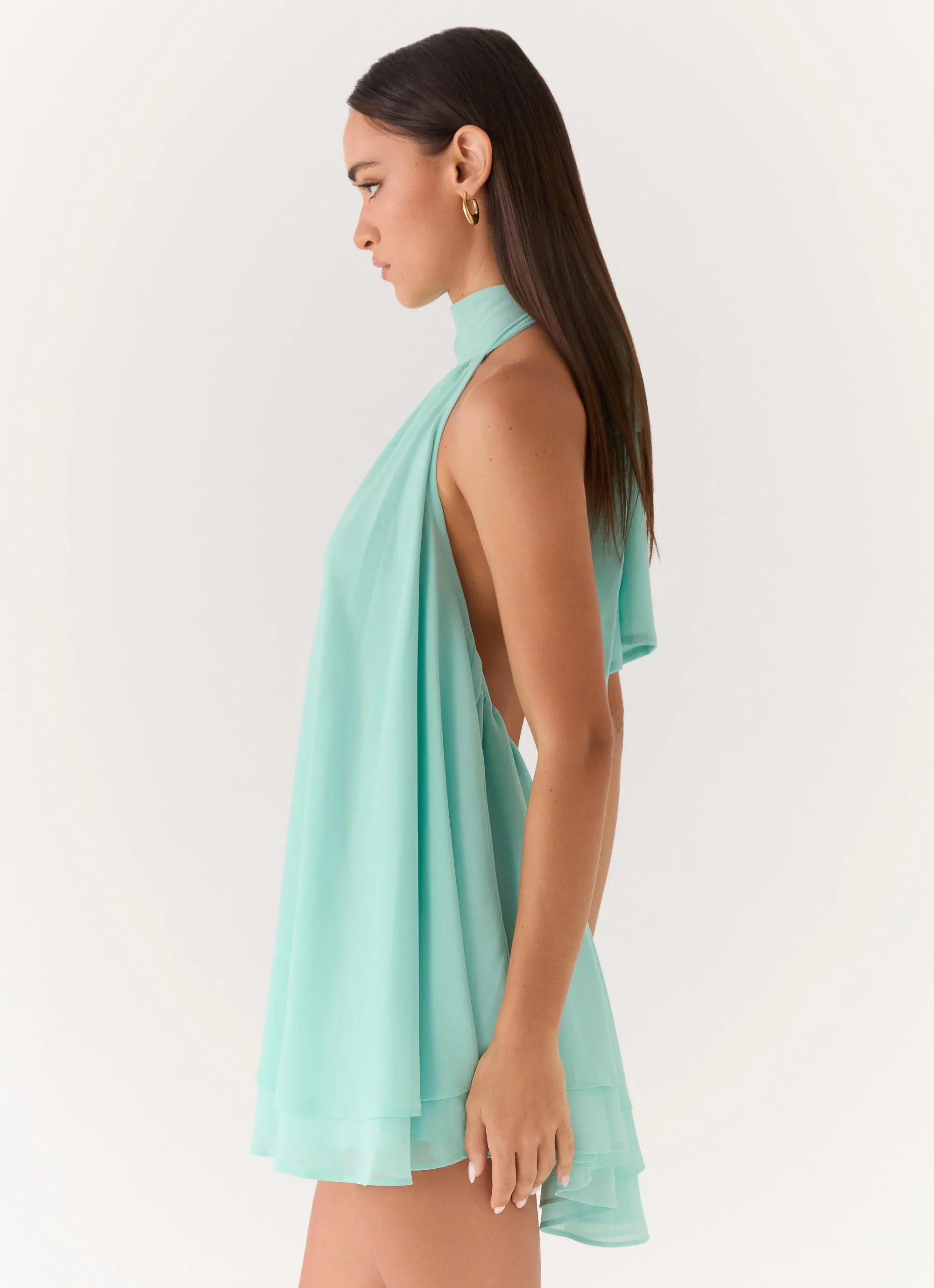 Lyrah Halter Mini Dress - Mint - luluinthesky