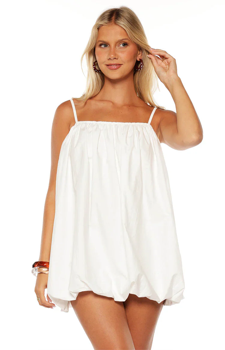 Harles White Bubble Hem Mini Dress