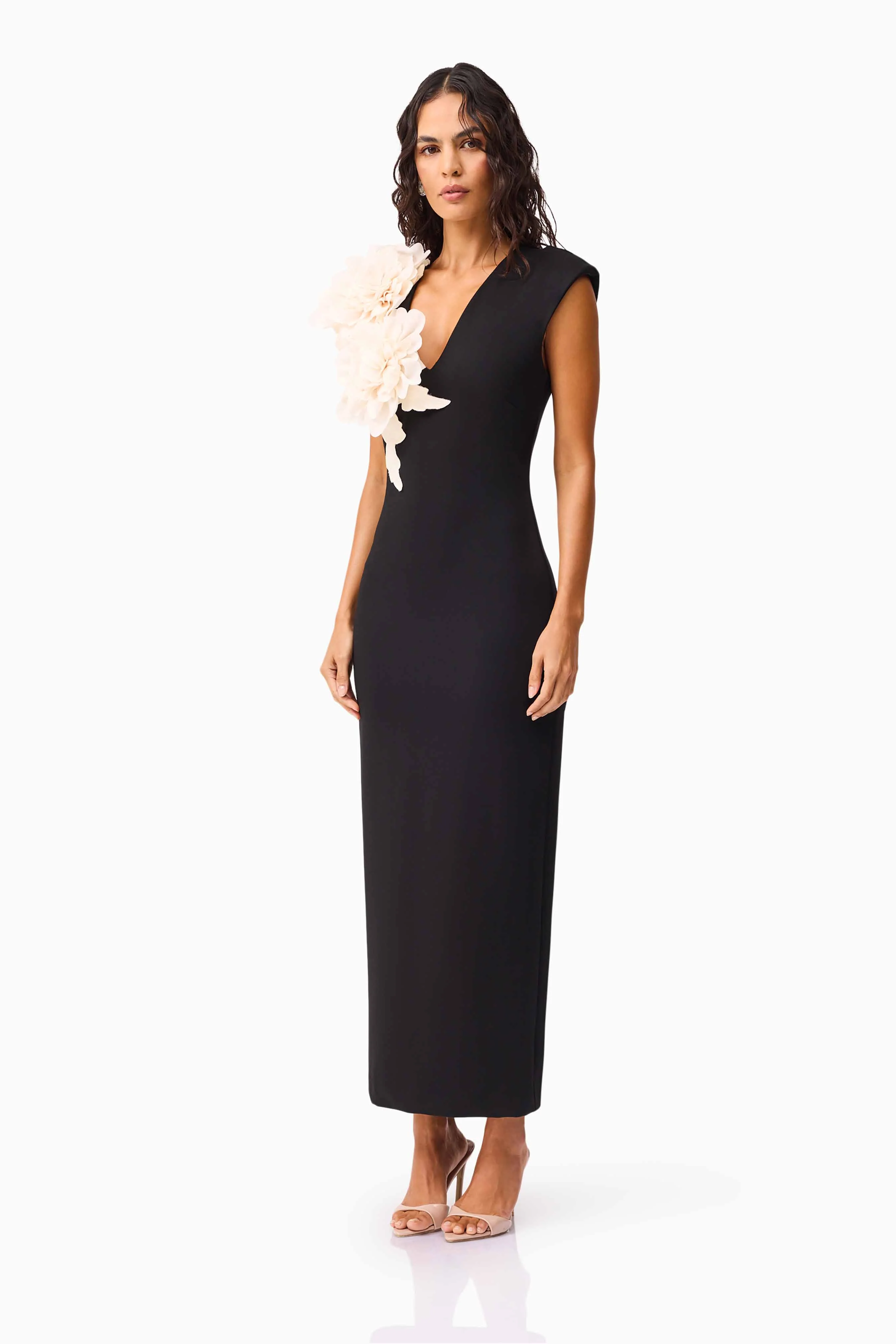 Zahara V-Neck Gown in Black