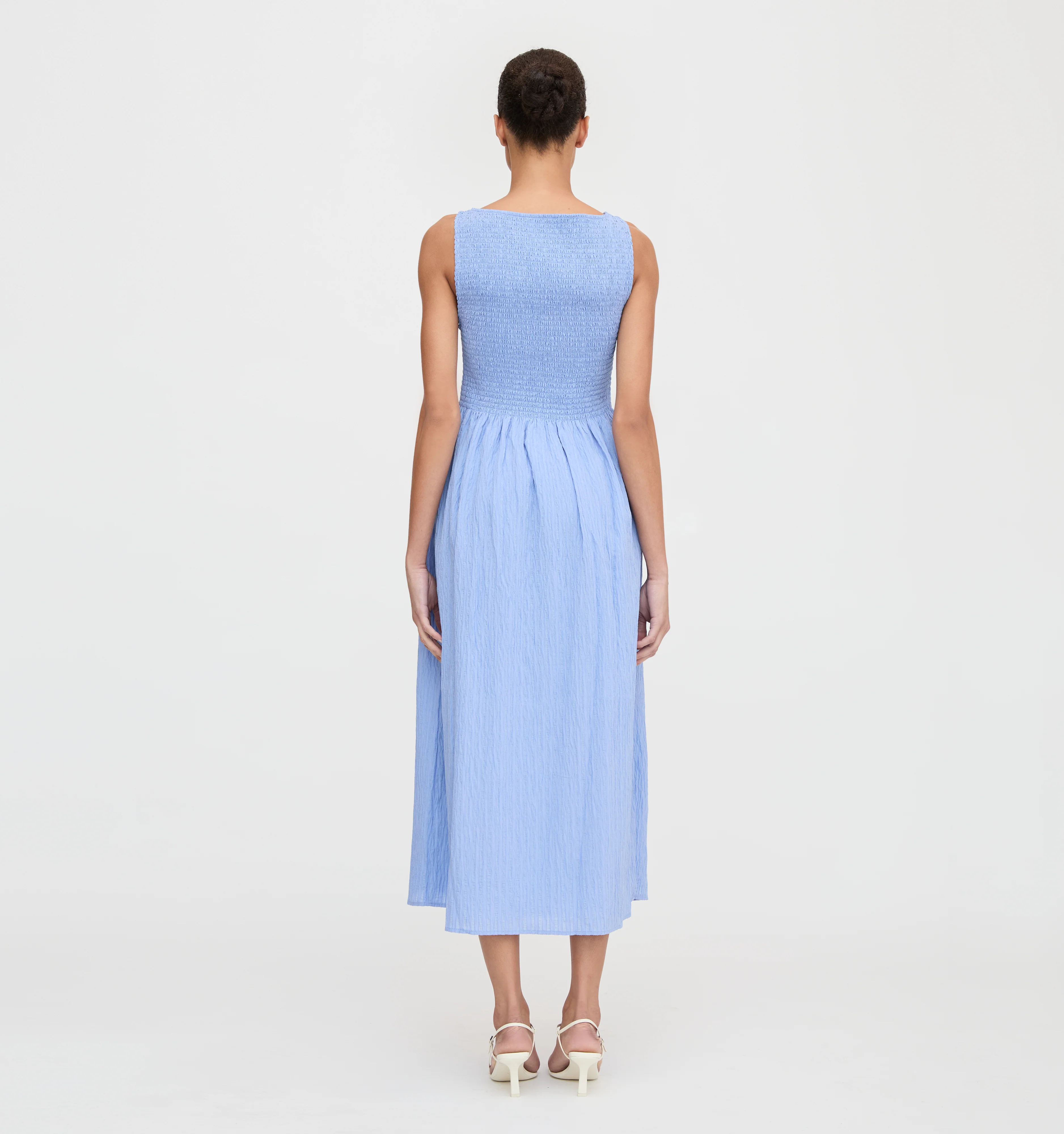 The Cosima Nap Dress - Bluebird Tonal Seersucker