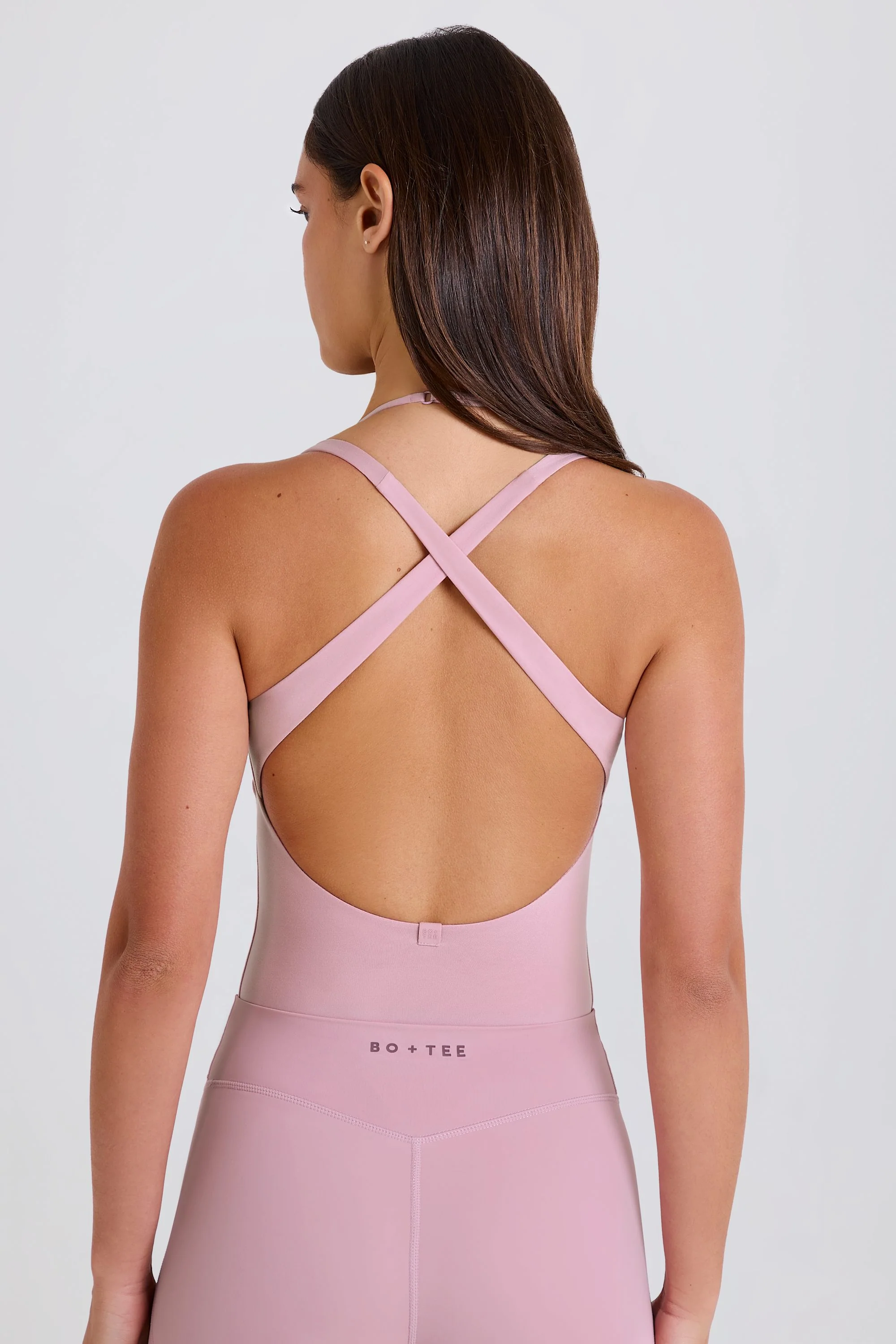 Stretch Cotton Jersey Layered Crossback Bodysuit in Mauve