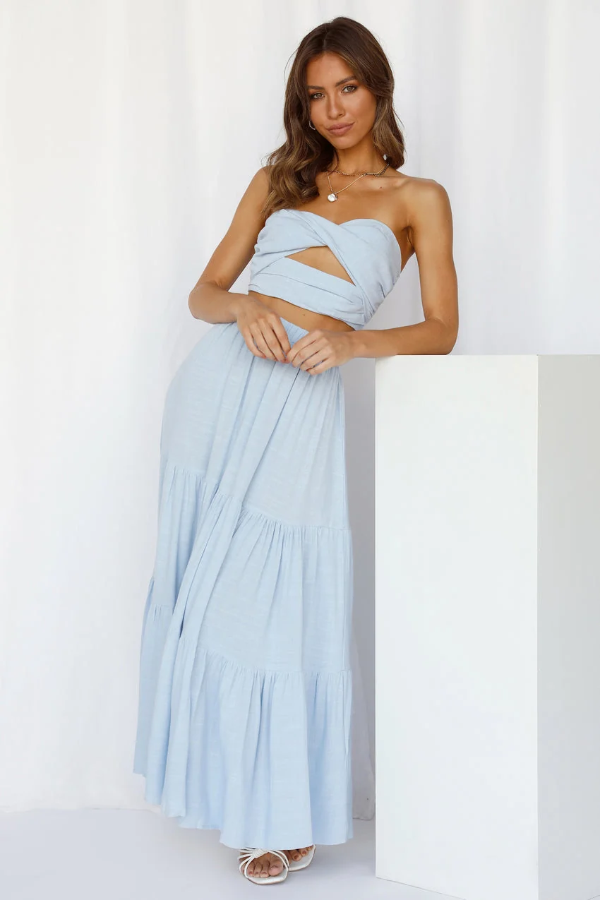 So Particular Maxi Skirt Blue - luluinthesky